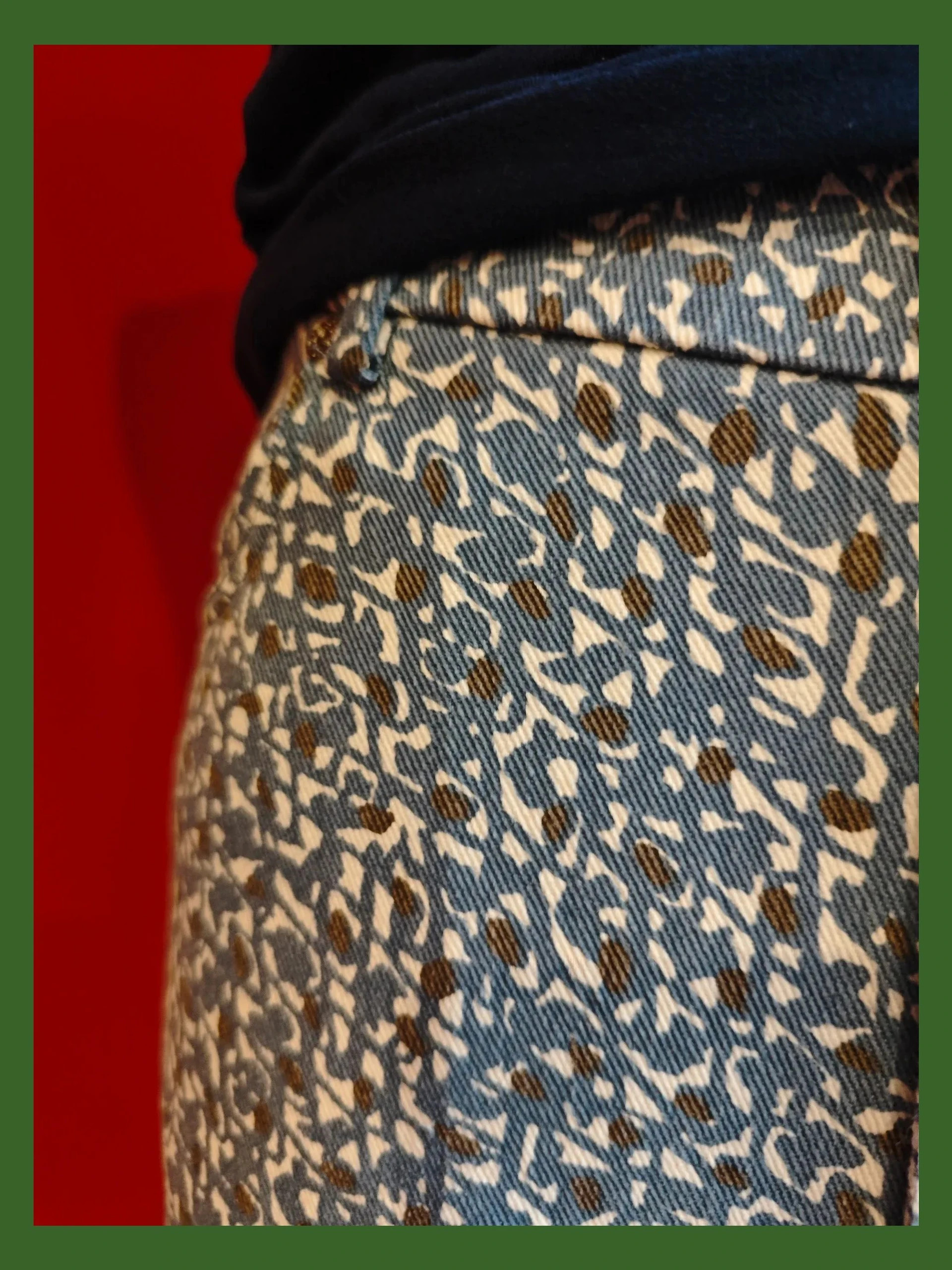 🌺 Pantalón pitillo de algodón elástico tonos azul, blanco y marrón, talla L – Miss Lady – taille L / 40 / 12 2