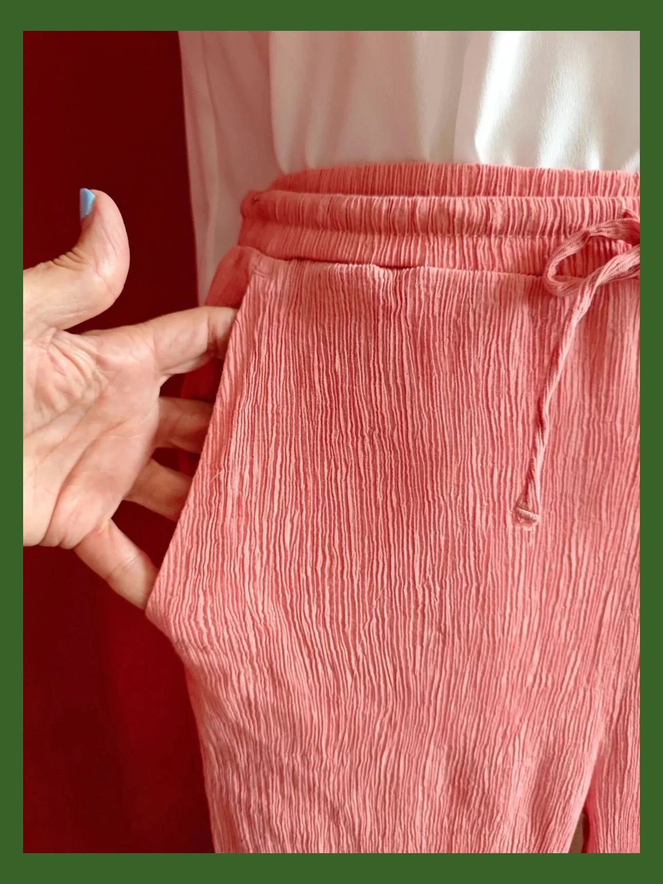 🌺 Pantalón ligero de tela arrugadita rosa coral – Bershka – taille M / 38 / 10 2