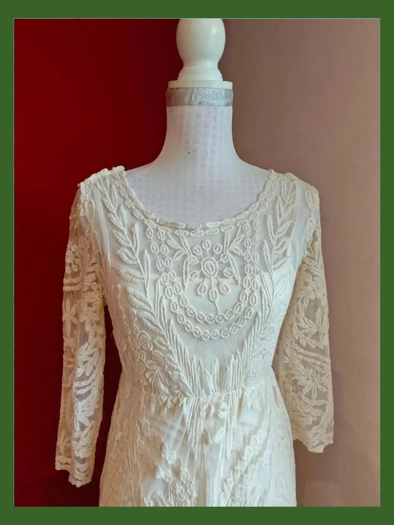 🌺 Precioso vestido de gasa con bordados tono crema y vestido interior, de Vila – Vila – taille S / 36 / 8 3