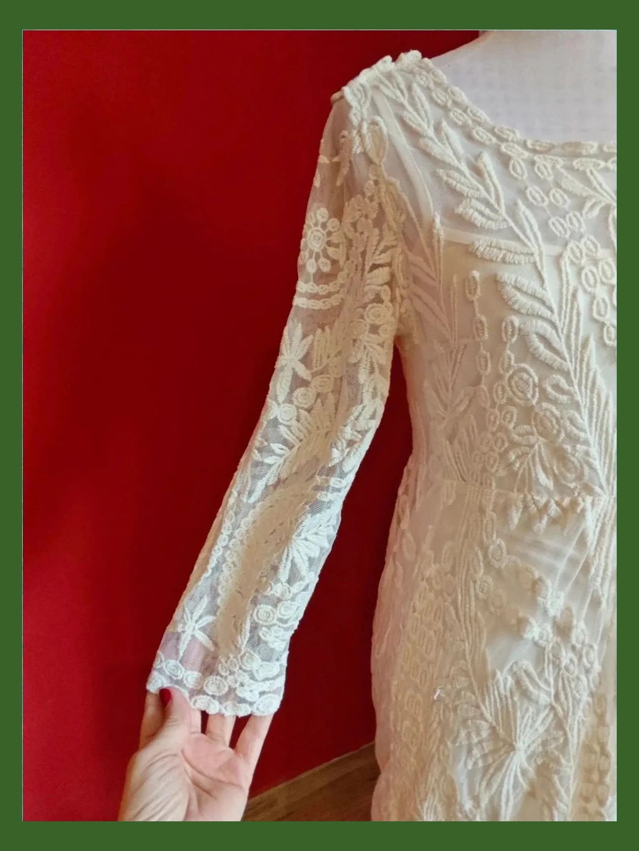 🌺 Precioso vestido de gasa con bordados tono crema y vestido interior, de Vila – Vila – taille S / 36 / 8 4