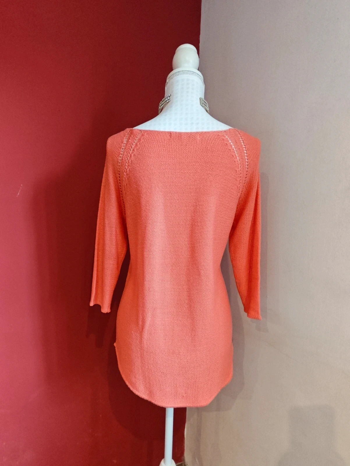 🌺 Camiseta de punto tono coral con bajo redondeado – Easy Wear – taille L / 40 / 12 5
