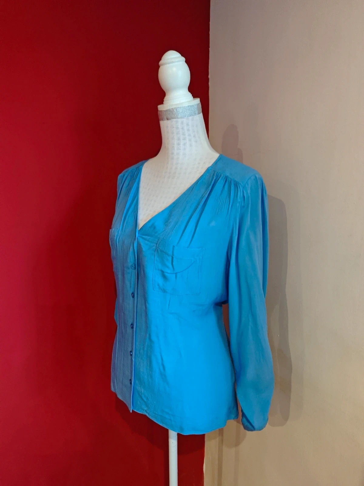 🌺Camisa básica azul con mangas ajustables, talla L – Atmosphere – taille L / 40 / 12 2