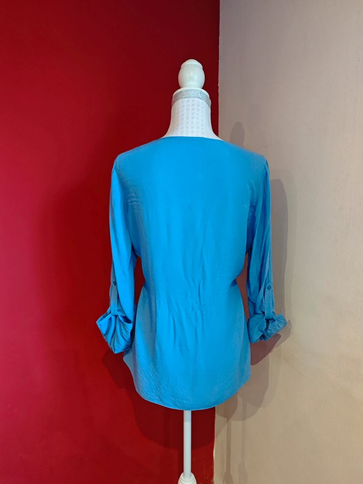 🌺Camisa básica azul con mangas ajustables, talla L – Atmosphere – taille L / 40 / 12 4