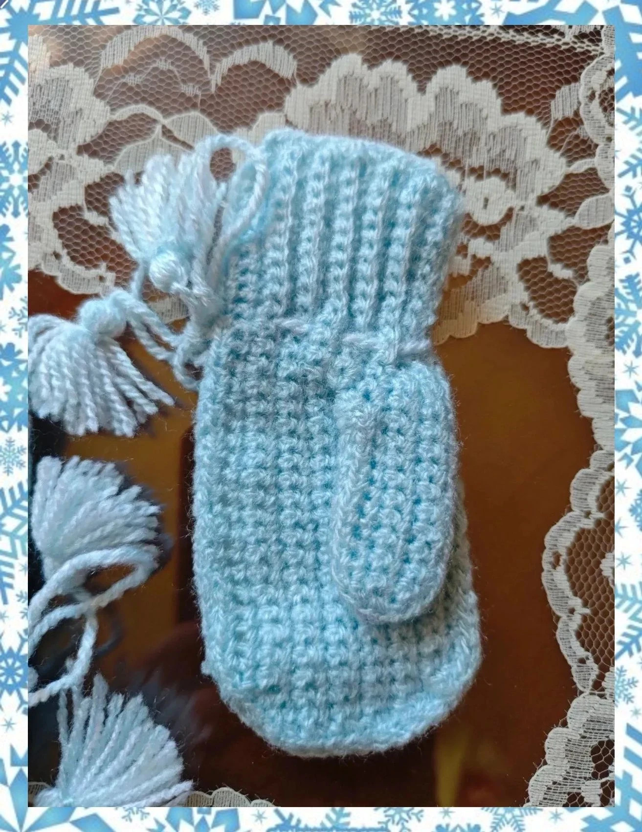 🌺Bonitas manoplas de lana para bebé – Handmade – taille 1-3 mois / 56 cm 3