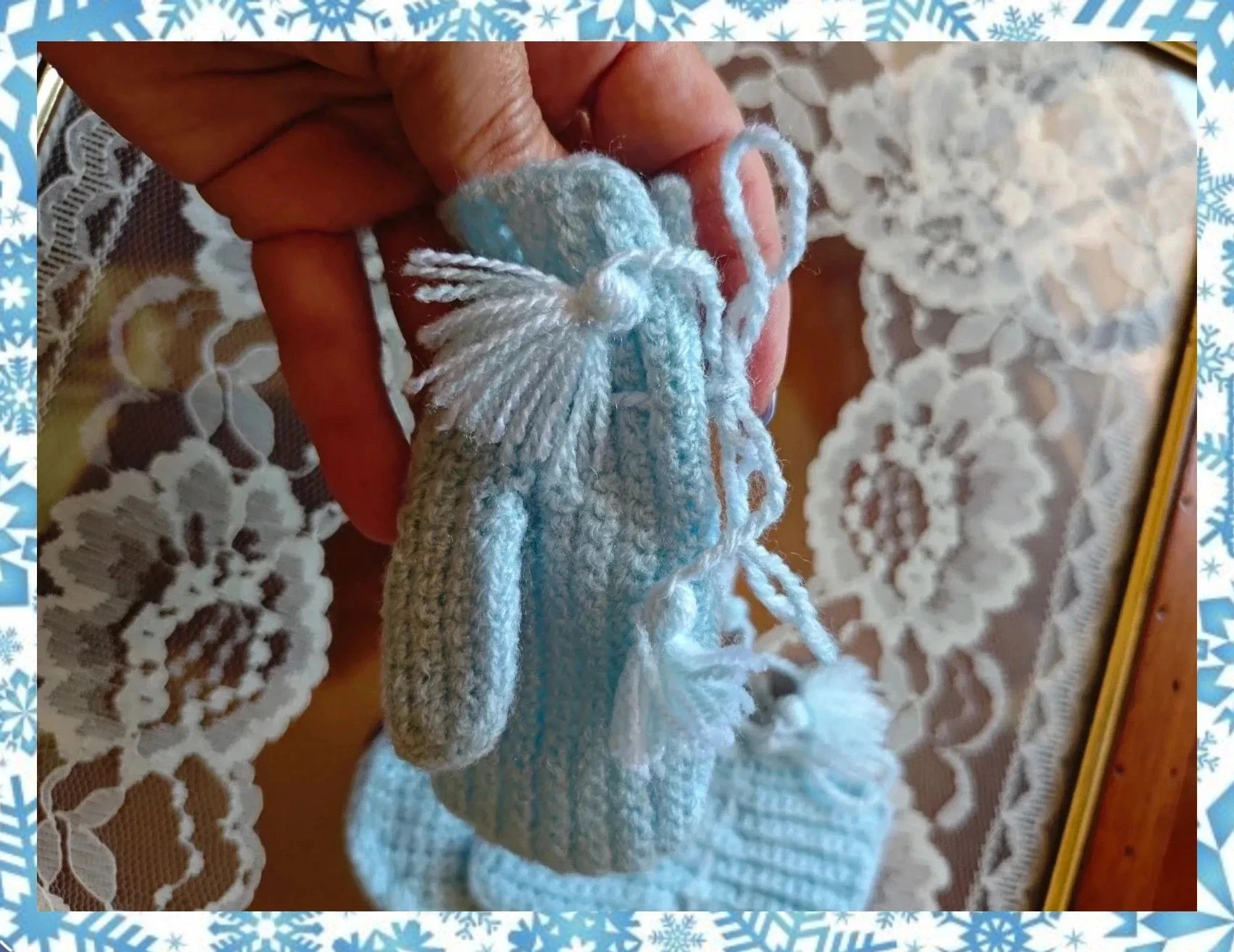 🌺Bonitas manoplas de lana para bebé – Handmade – taille 1-3 mois / 56 cm 4