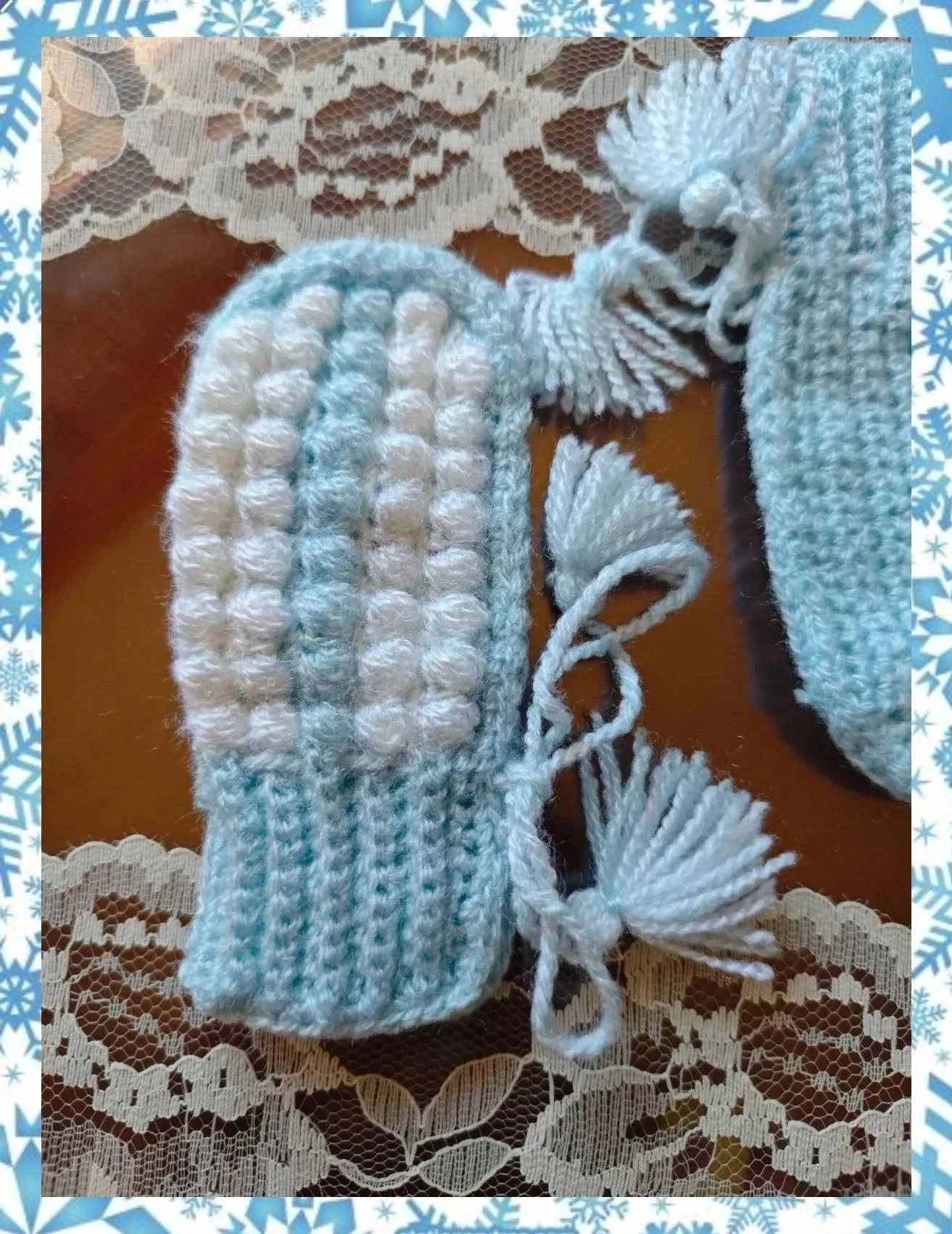 🌺Bonitas manoplas de lana para bebé – Handmade – taille 1-3 mois / 56 cm 2