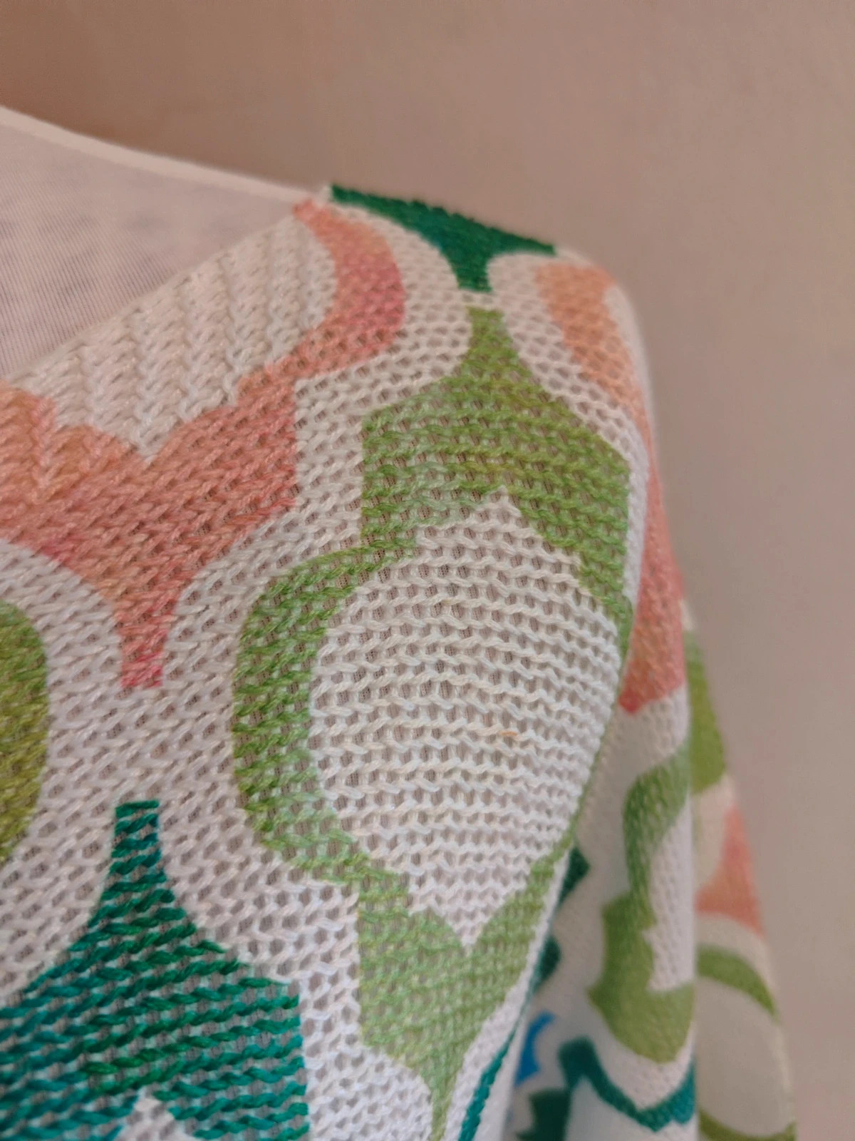 🌺 Bonito jersey de entretiempo blanco con estampado multicolor – taille XXXL / 46 / 18 3