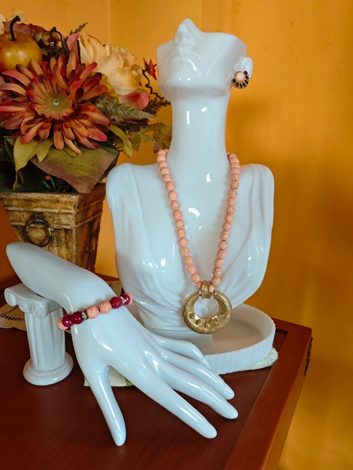 🌺Conjunto de collar con colgante, pulsera y pendientes – Vintage Dressing
