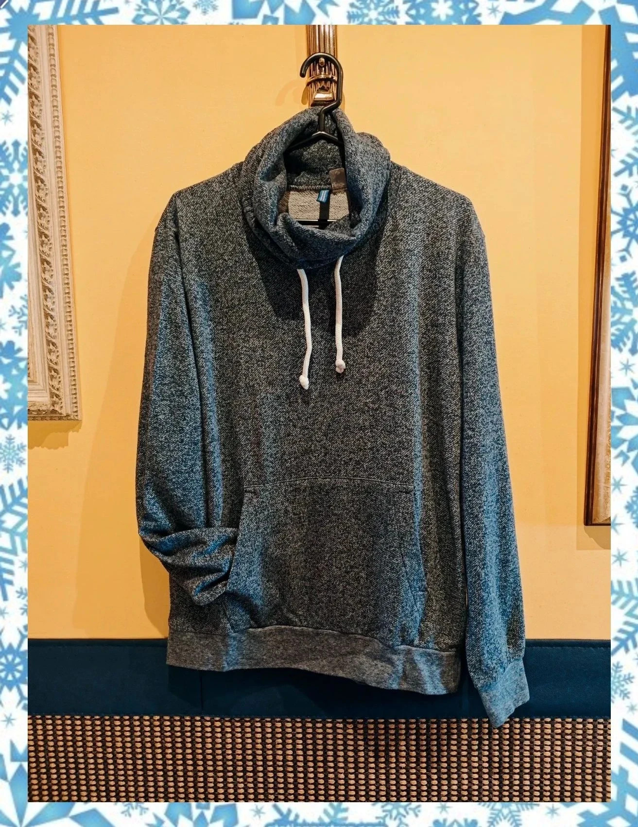 🌺 Sudadera 50% algodón jaspeado azul y blanco con cuello doblado – Divided – taille XXL 2
