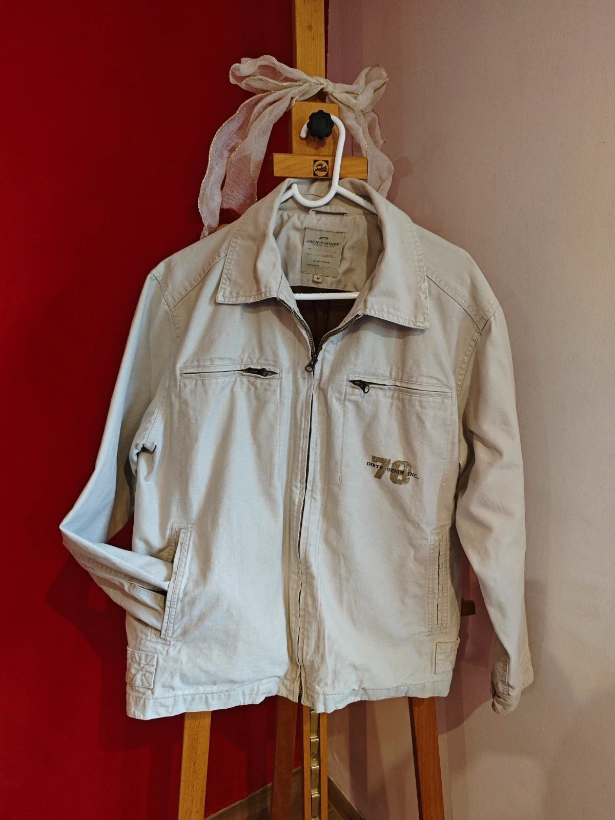 🌺Estilosa chaqueta denim de algodón gris claro de Jack&Jones