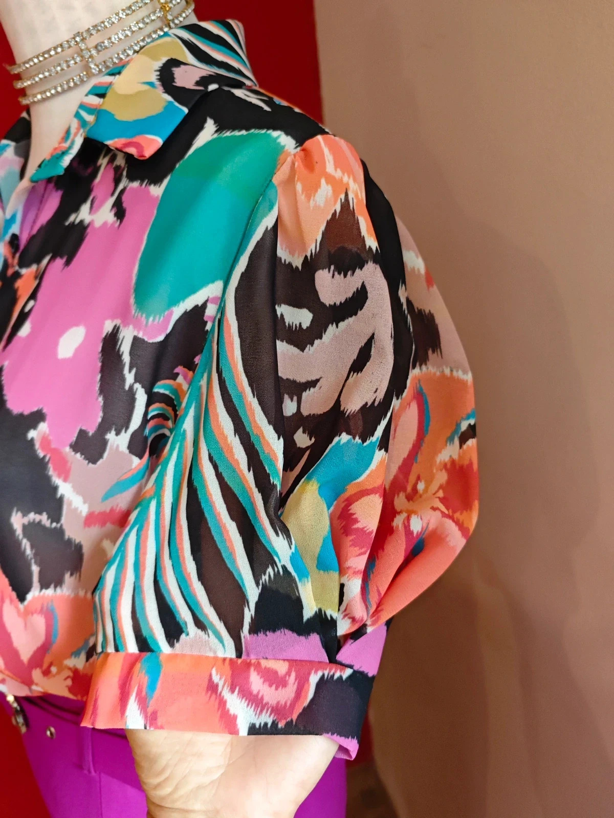 🌺Camisa de gasa estampado floral multicolor – New Collection – taille XL / 42 / 14 5