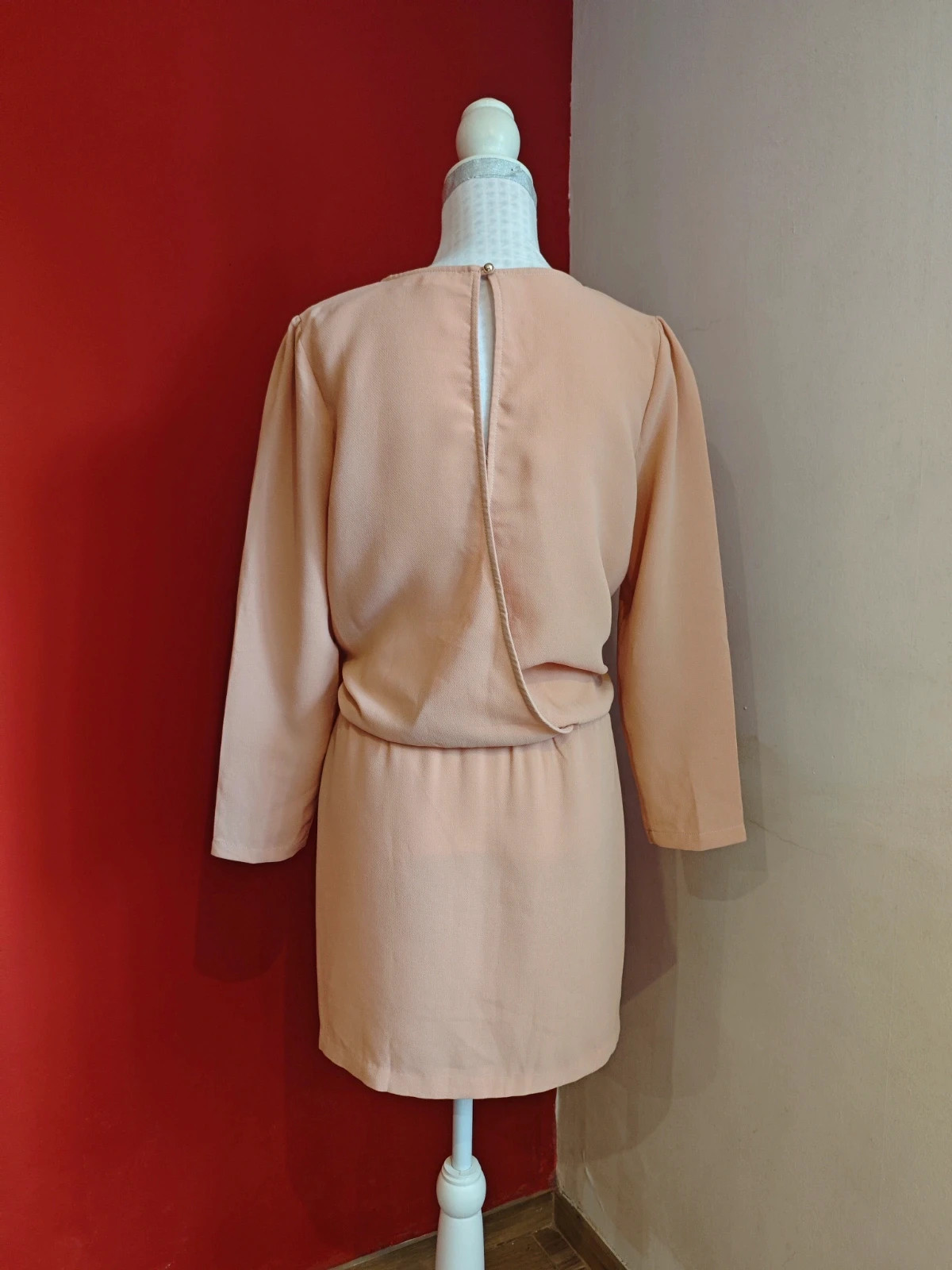 🌺 Original vestido tono naranja pastel con volante de gasa delante y cremallera lateral en falda – MD WOMAN – taille L / 40 / 12 5