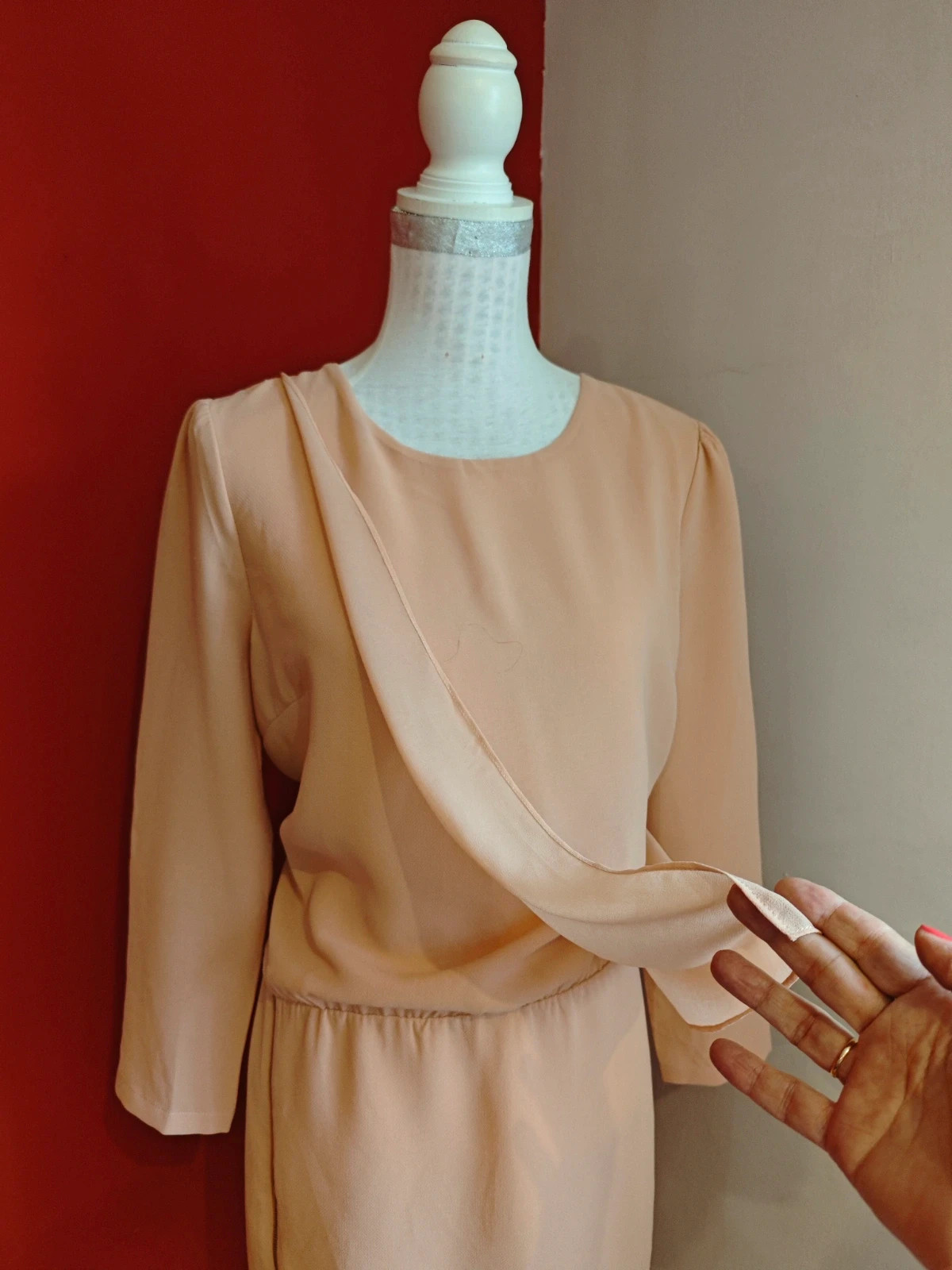 🌺 Original vestido tono naranja pastel con volante de gasa delante y cremallera lateral en falda – MD WOMAN – taille L / 40 / 12 3