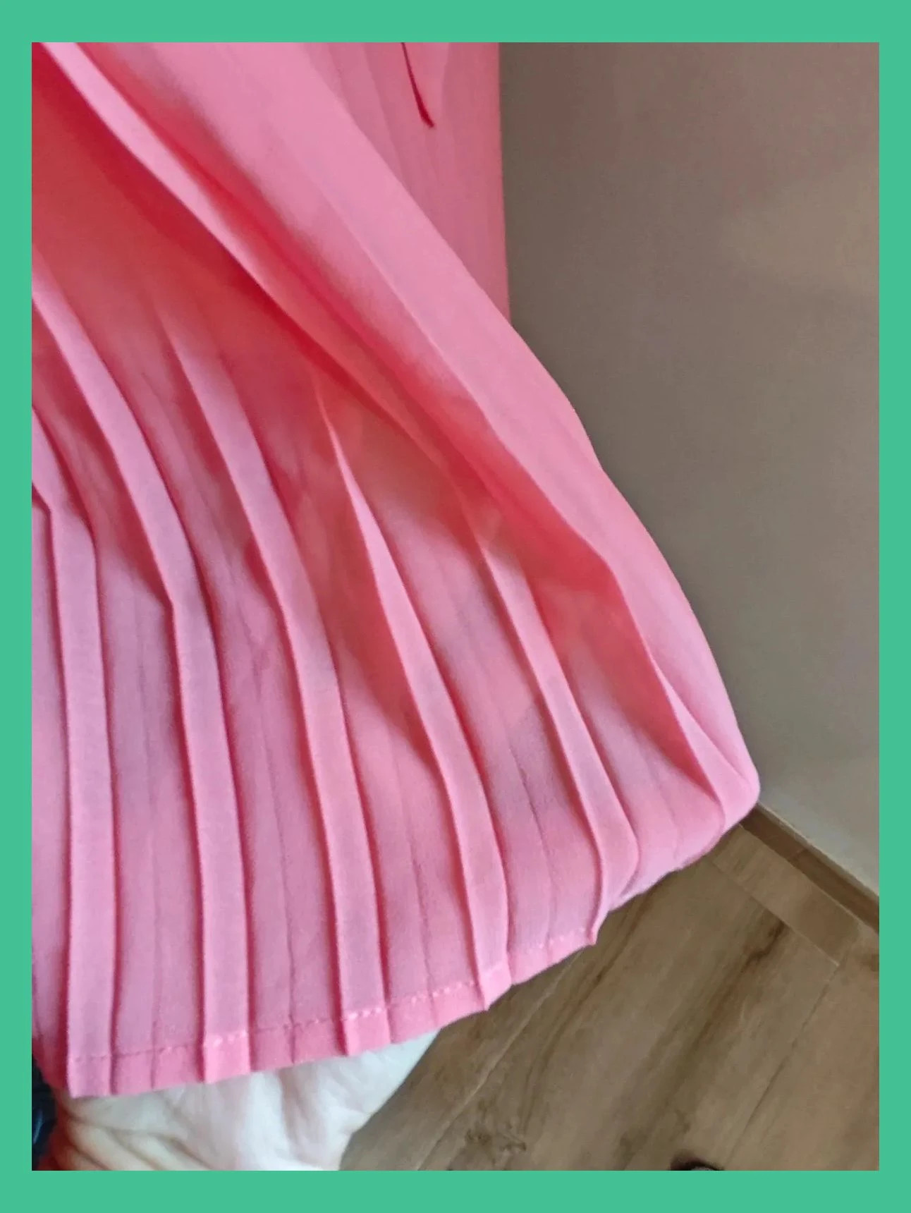 🌺 Elegante vestido de gasa tono coral con parte superior crema transparente – Even&Odd – taille M / 38 / 10 5