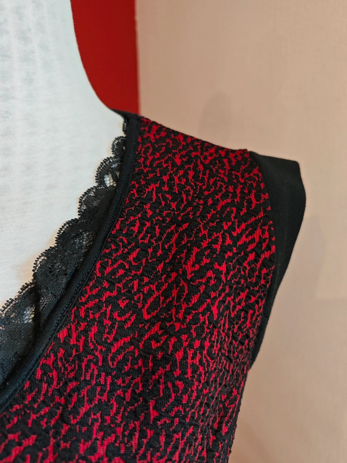 🌺 Bonito conjunto vintage de top y falda negro y rojo, de Trucco, talla L – Trucco – taille L / 40 / 12 3