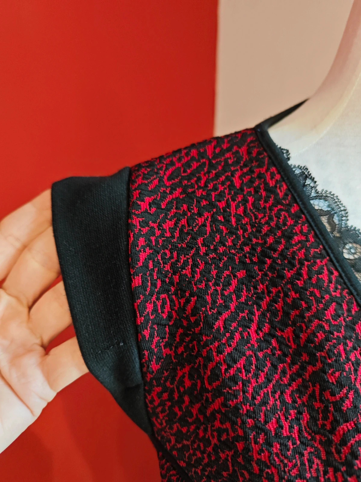 🌺 Bonito conjunto vintage de top y falda negro y rojo, de Trucco, talla L – Trucco – taille L / 40 / 12 4
