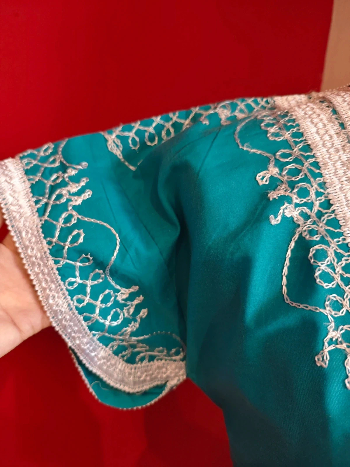 🌺 Preciosa blusa estilo étnico/boho en color turquesa y bordados en blanco – Vintage Dressing – taille XXXL / 46 / 18 3
