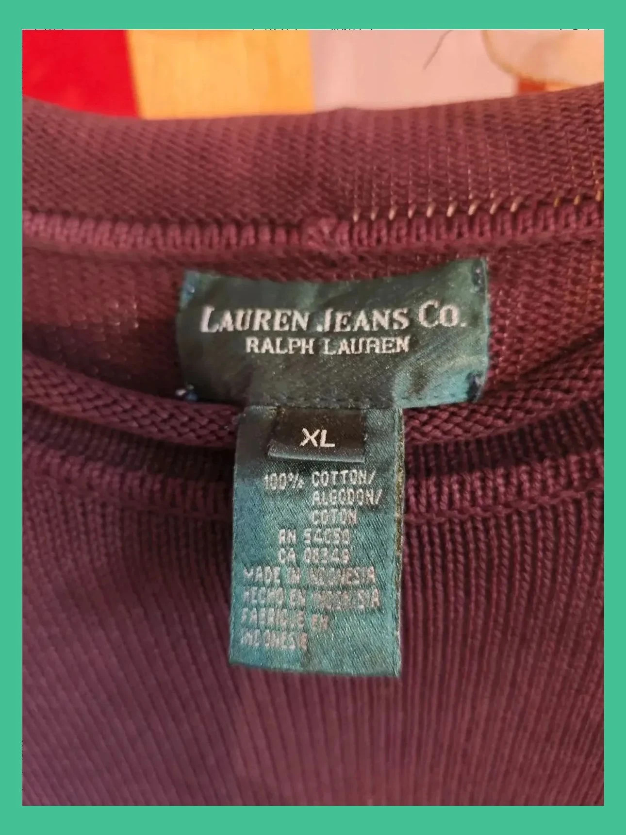 🌺 Jersey de algodón morado oscuro, de Ralph Lauren – Ralph Lauren – taille XXL 4