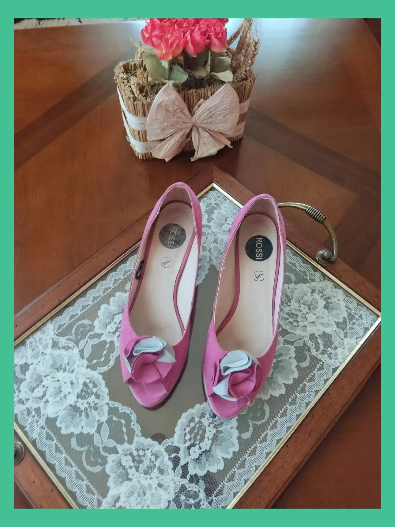 🌺Zapatos peep toe de piel fucsia y gris con pequeña plataforma, número 37 – ROSSI – taille 37 2