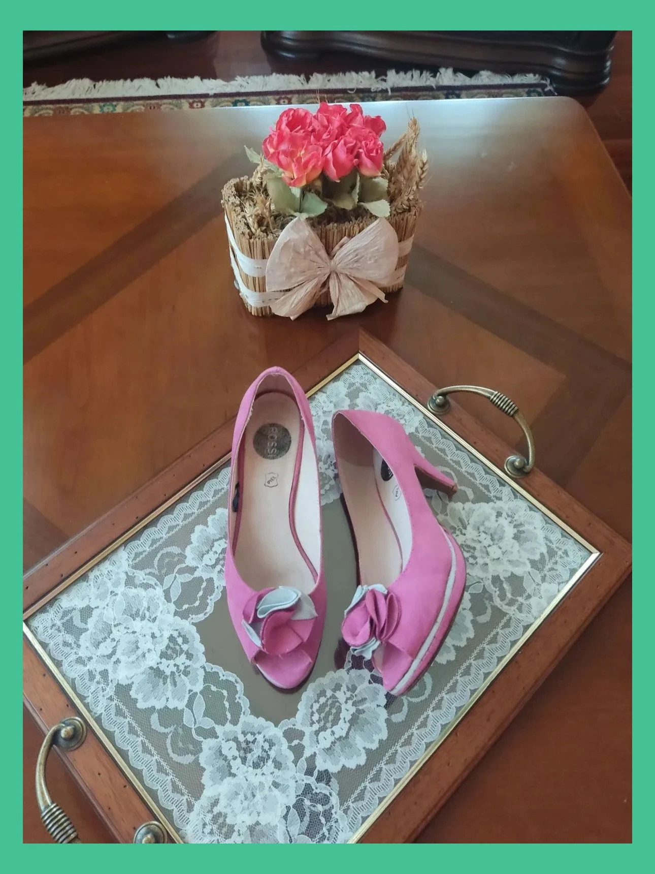🌺Zapatos peep toe de piel fucsia y gris con pequeña plataforma, número 37 – ROSSI – taille 37 3