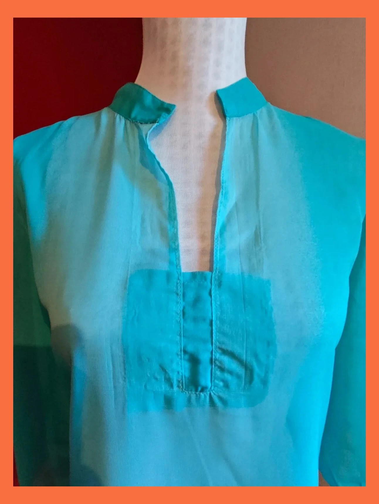 🌺Blusa de gasa azul semitransparente efecto degradado – Mysaki Yuki – taille XL / 42 / 14 4