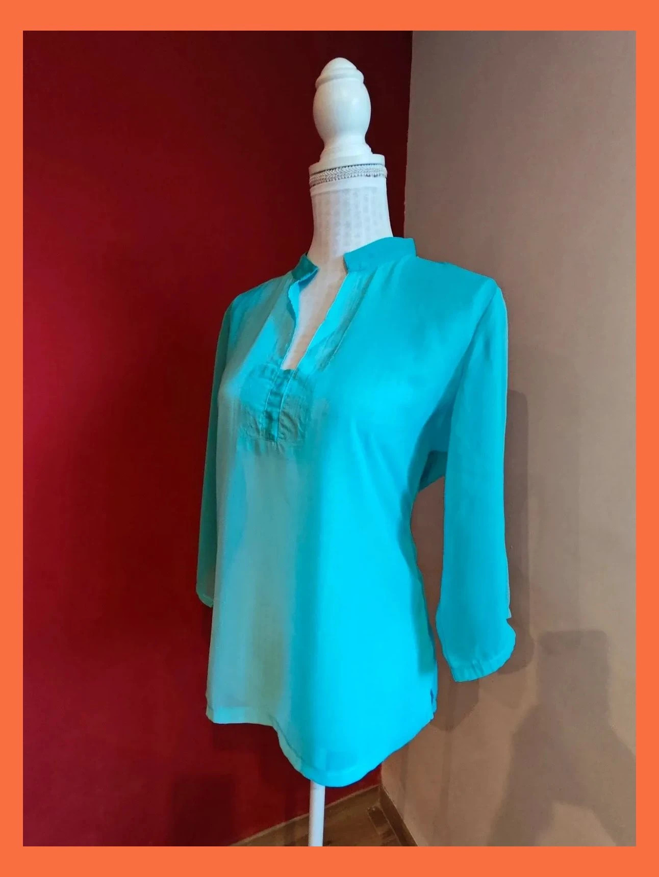 🌺Blusa de gasa azul semitransparente efecto degradado – Mysaki Yuki – taille XL / 42 / 14 3