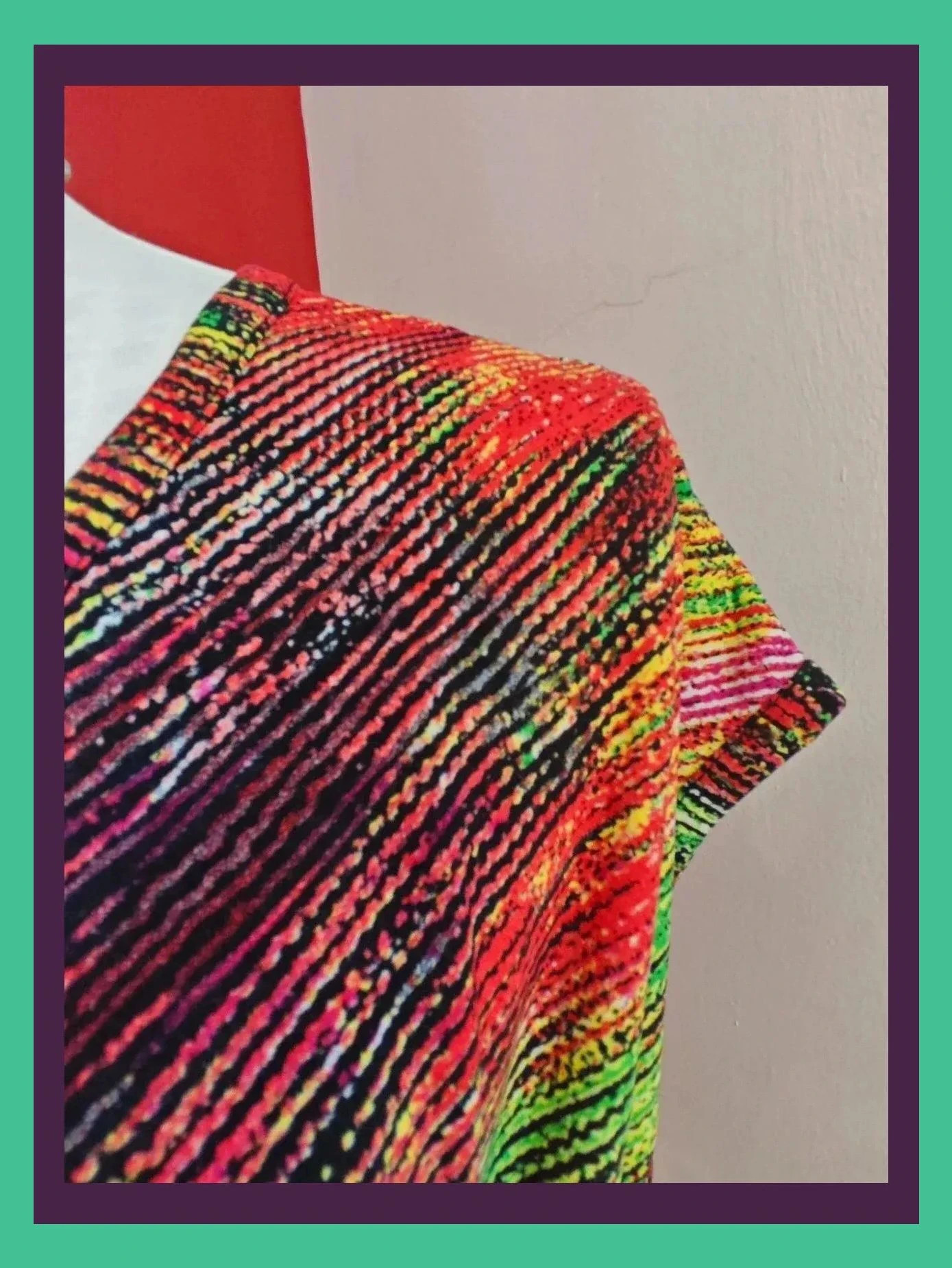 🌺 Llamativo vestido estampado multicolor con fruncido y lazo en cintura – bdba – taille XL / 42 / 14 4