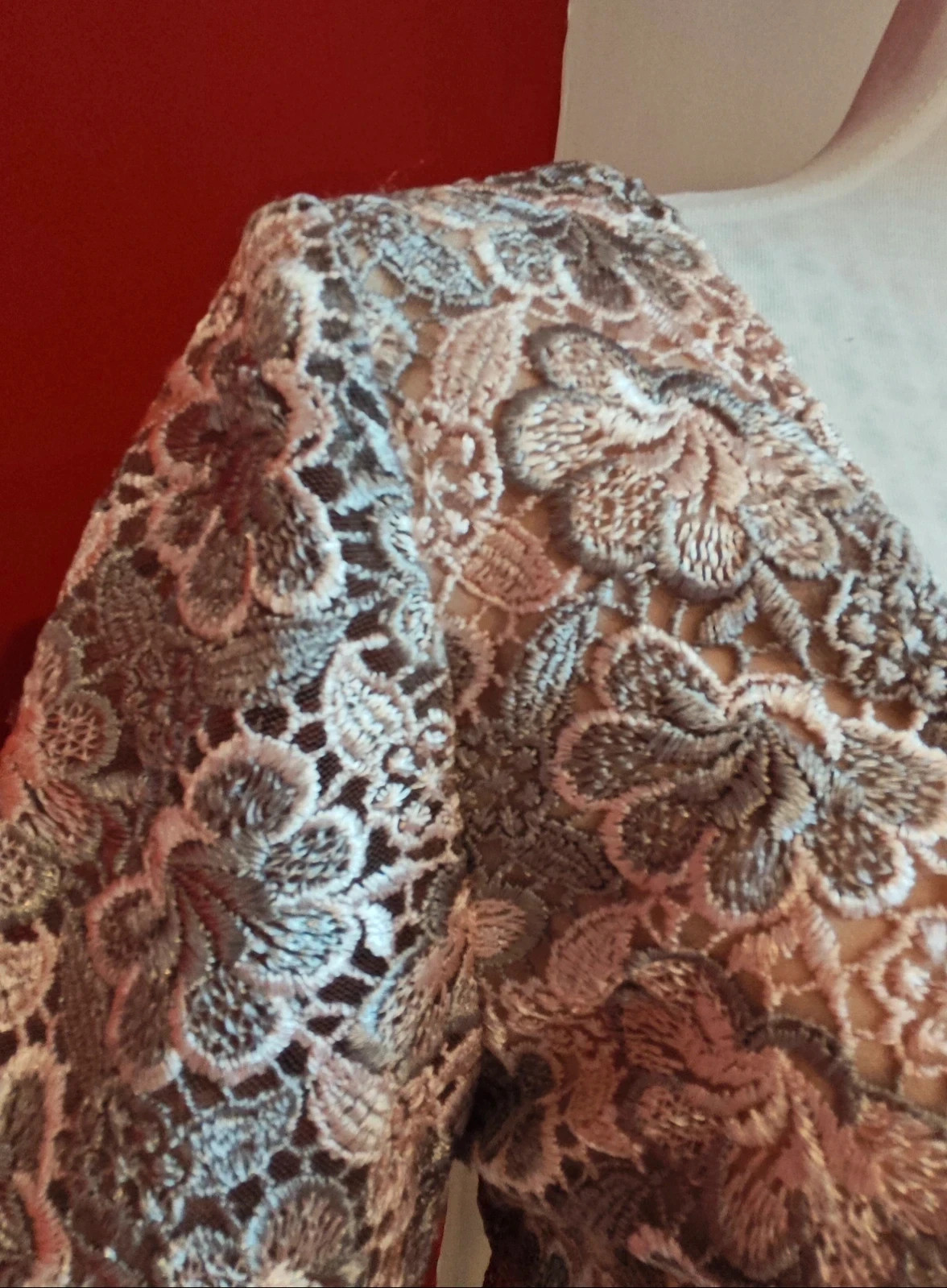 🌺 Precioso vestido para eventos blonda rosa y gris – L.DOMINGUEZ – taille XXL / 44 / 16 4