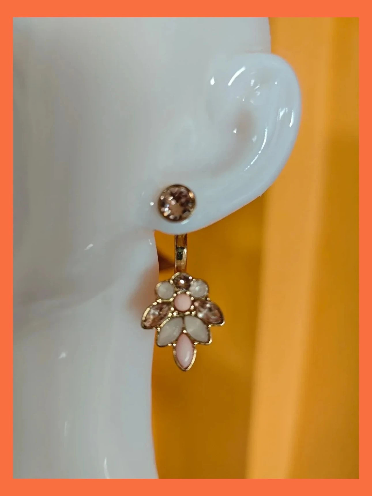 🌺Ideales pendientes dorados con brillante y flor abalorios tonos rosa – Bijou Brigitte 3