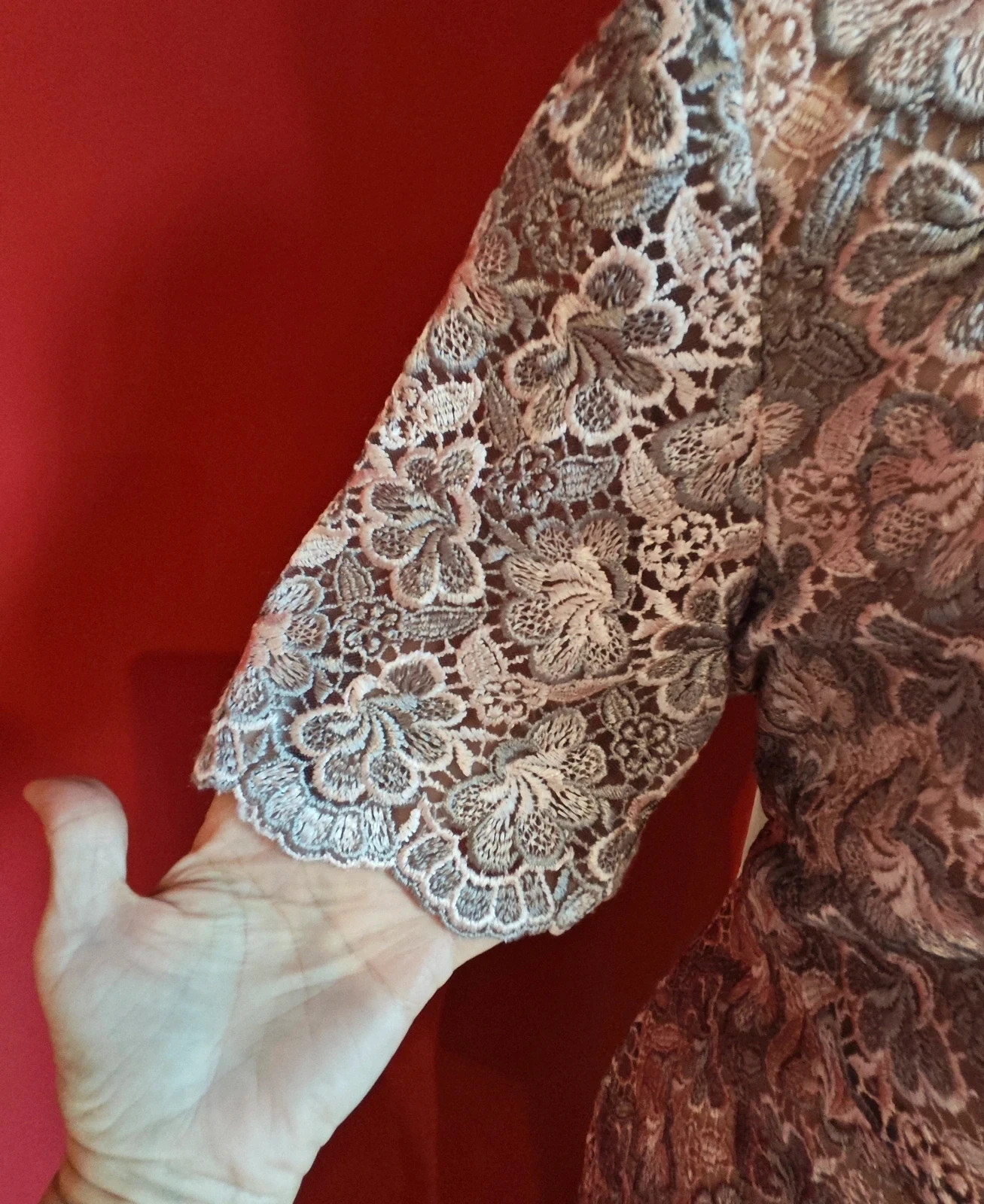 🌺 Precioso vestido para eventos blonda rosa y gris – L.DOMINGUEZ – taille XXL / 44 / 16 5