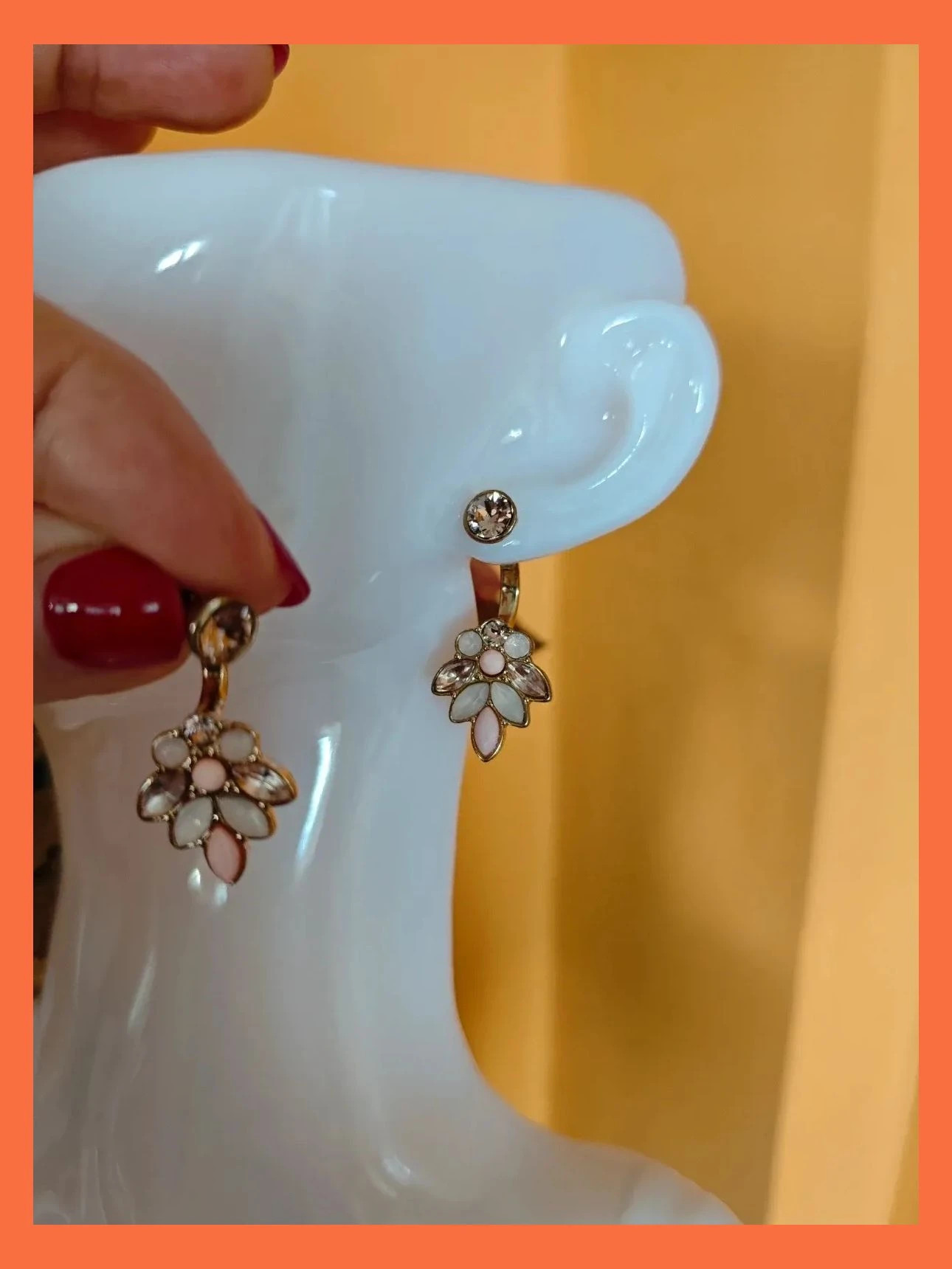 🌺Ideales pendientes dorados con brillante y flor abalorios tonos rosa – Bijou Brigitte 2