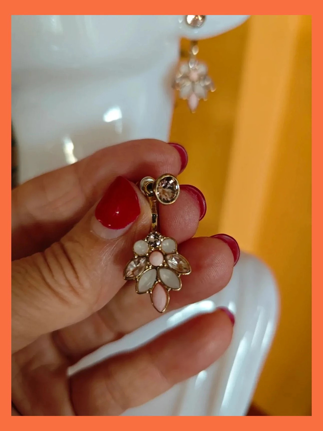 🌺Ideales pendientes dorados con brillante y flor abalorios tonos rosa – Bijou Brigitte 4