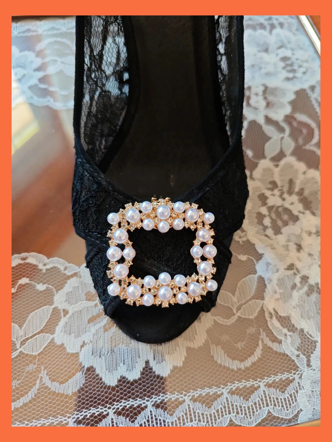 🌺Preciosos broches dorados con perlas y brillantes para zapatos – Sfera 5
