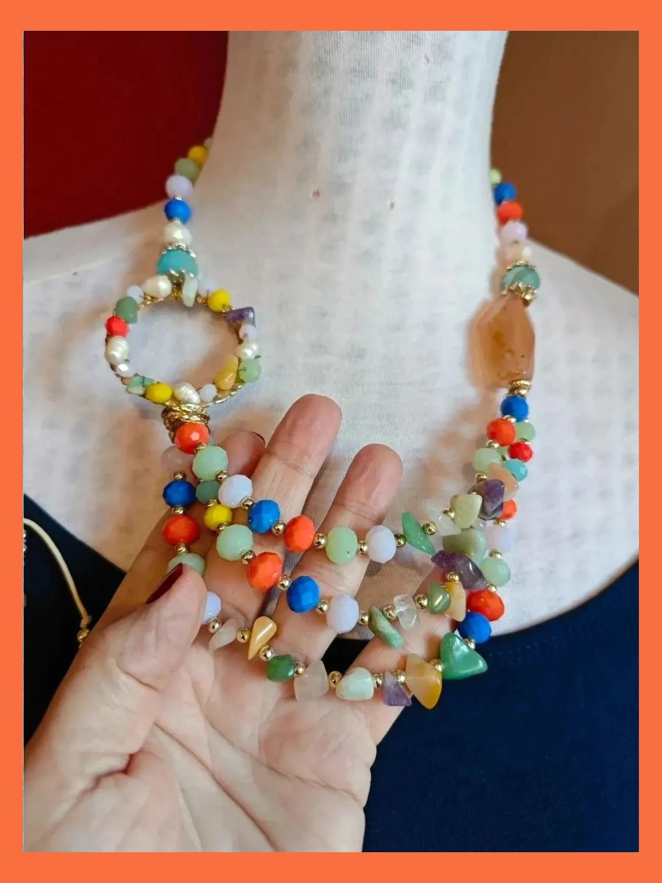 🌺 Precioso conjunto de collar y pulsera con abalorios multicolor – Vintage Dressing 2