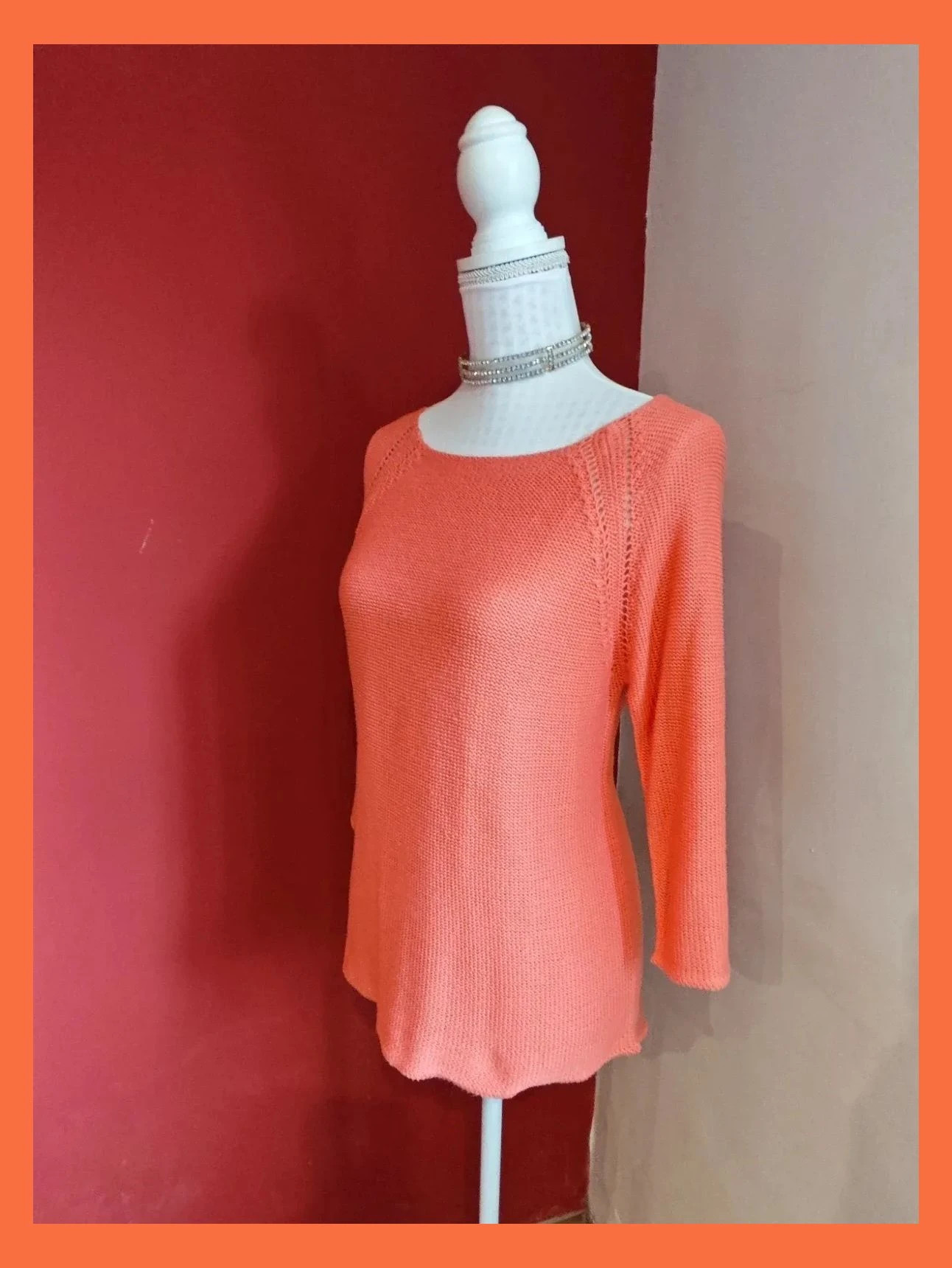 🌺 Camiseta de punto tono coral con bajo redondeado – Easy Wear – taille L / 40 / 12 2