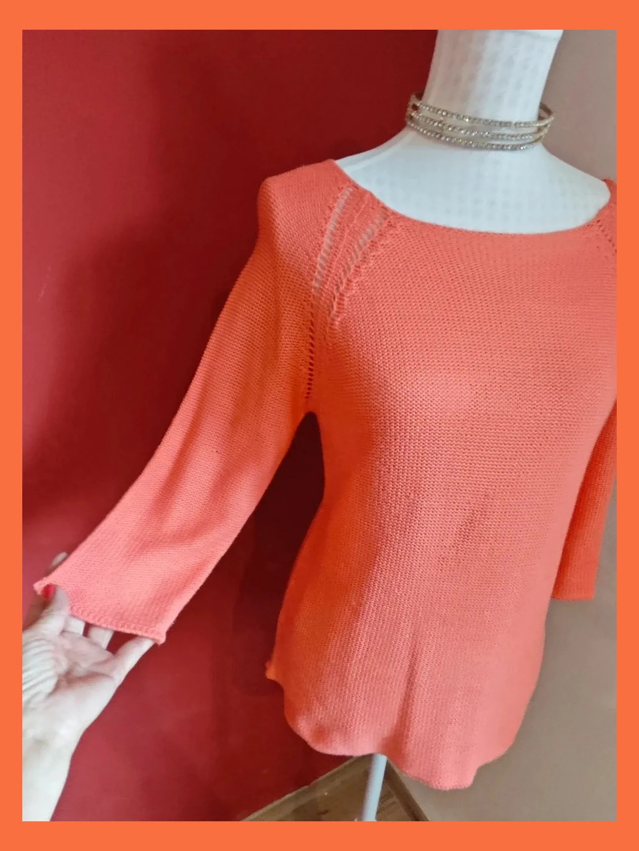 🌺 Camiseta de punto tono coral con bajo redondeado – Easy Wear – taille L / 40 / 12 3