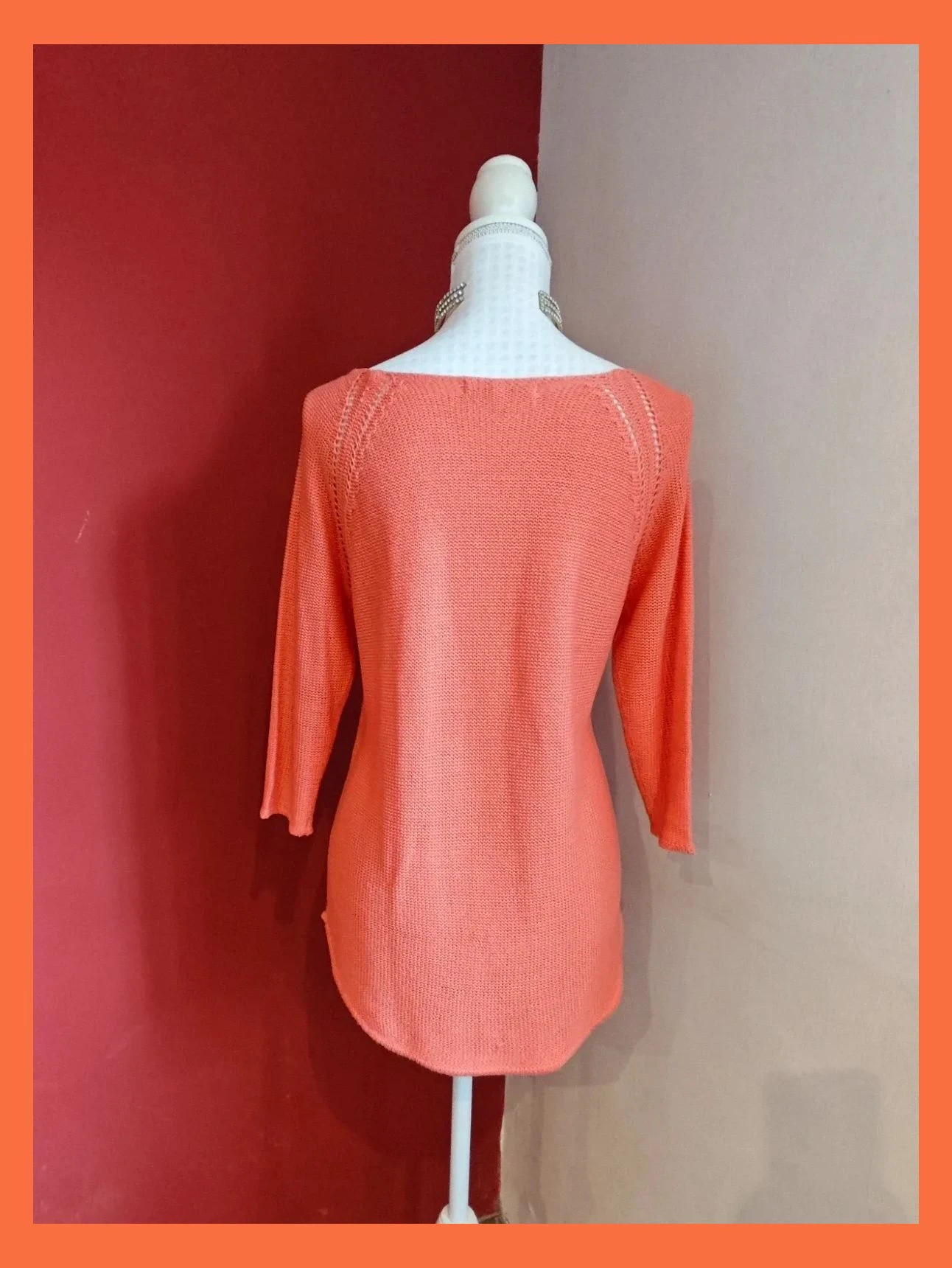 🌺 Camiseta de punto tono coral con bajo redondeado – Easy Wear – taille L / 40 / 12 5