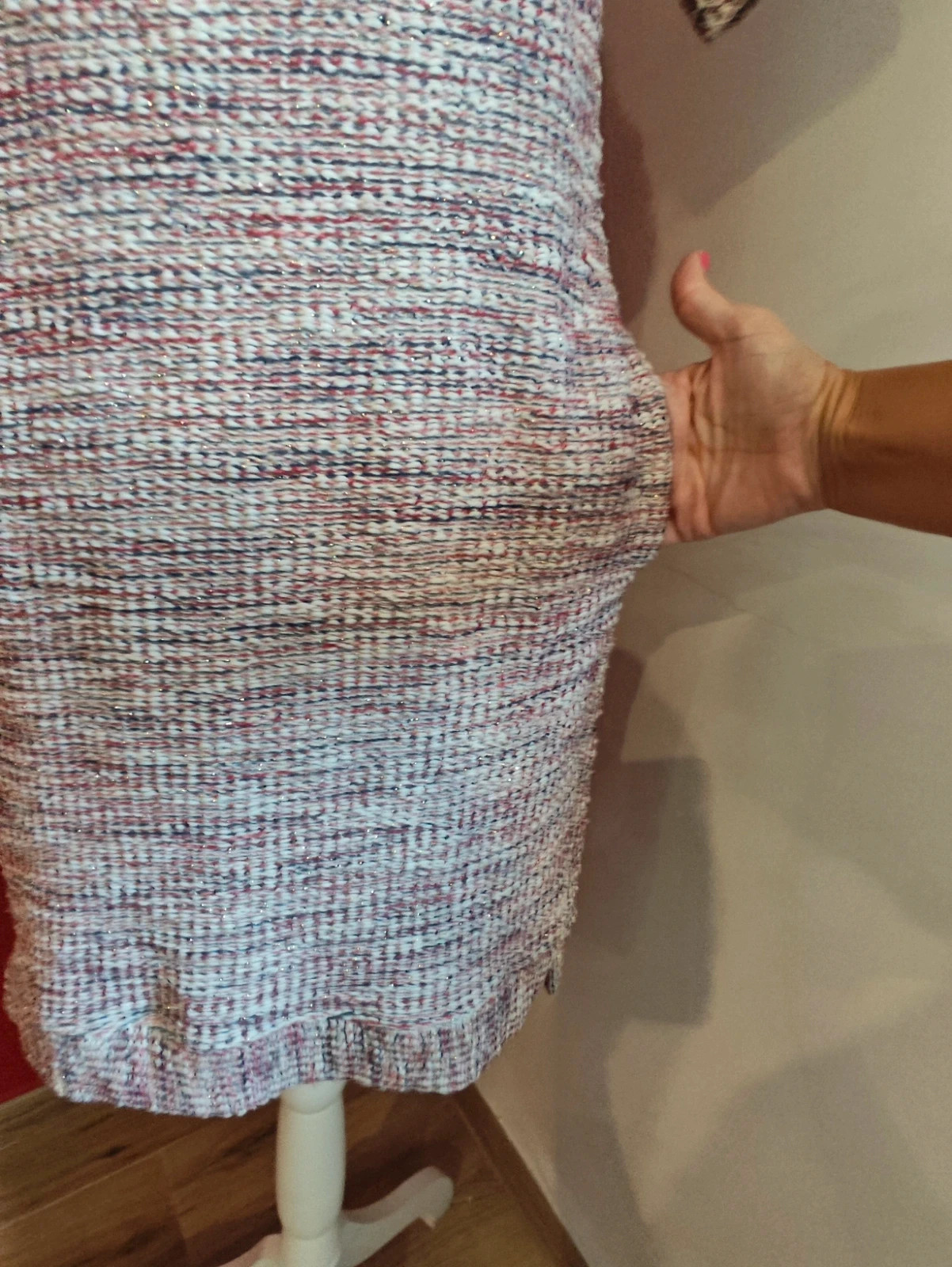 🌺 Precioso vestido de tweed jaspeado tonos beige, dorado y granate, de Massimo Dutti – Massimo Dutti – taille L / 40 / 12 5