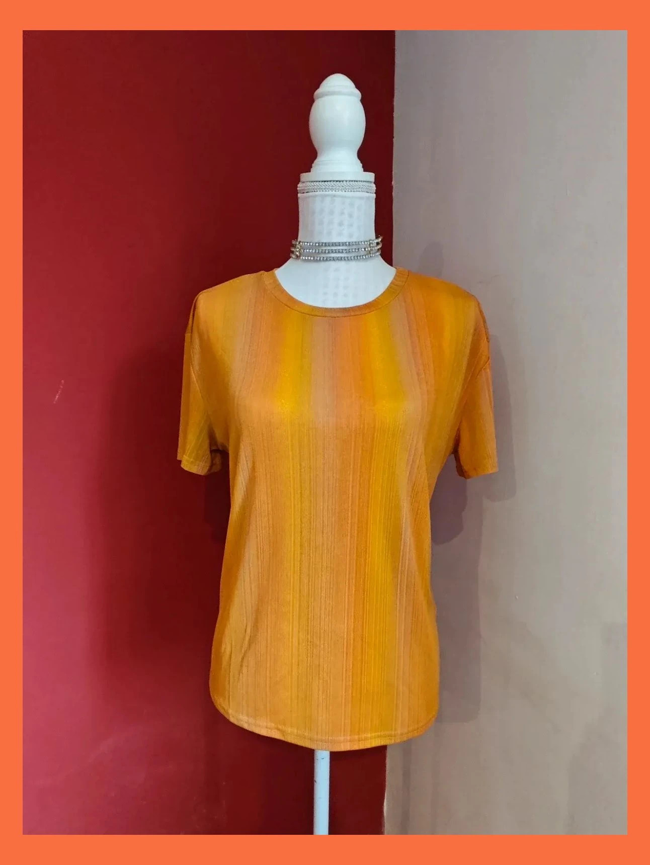 🌺 Camiseta tonos naranjas y amarillo con brillos