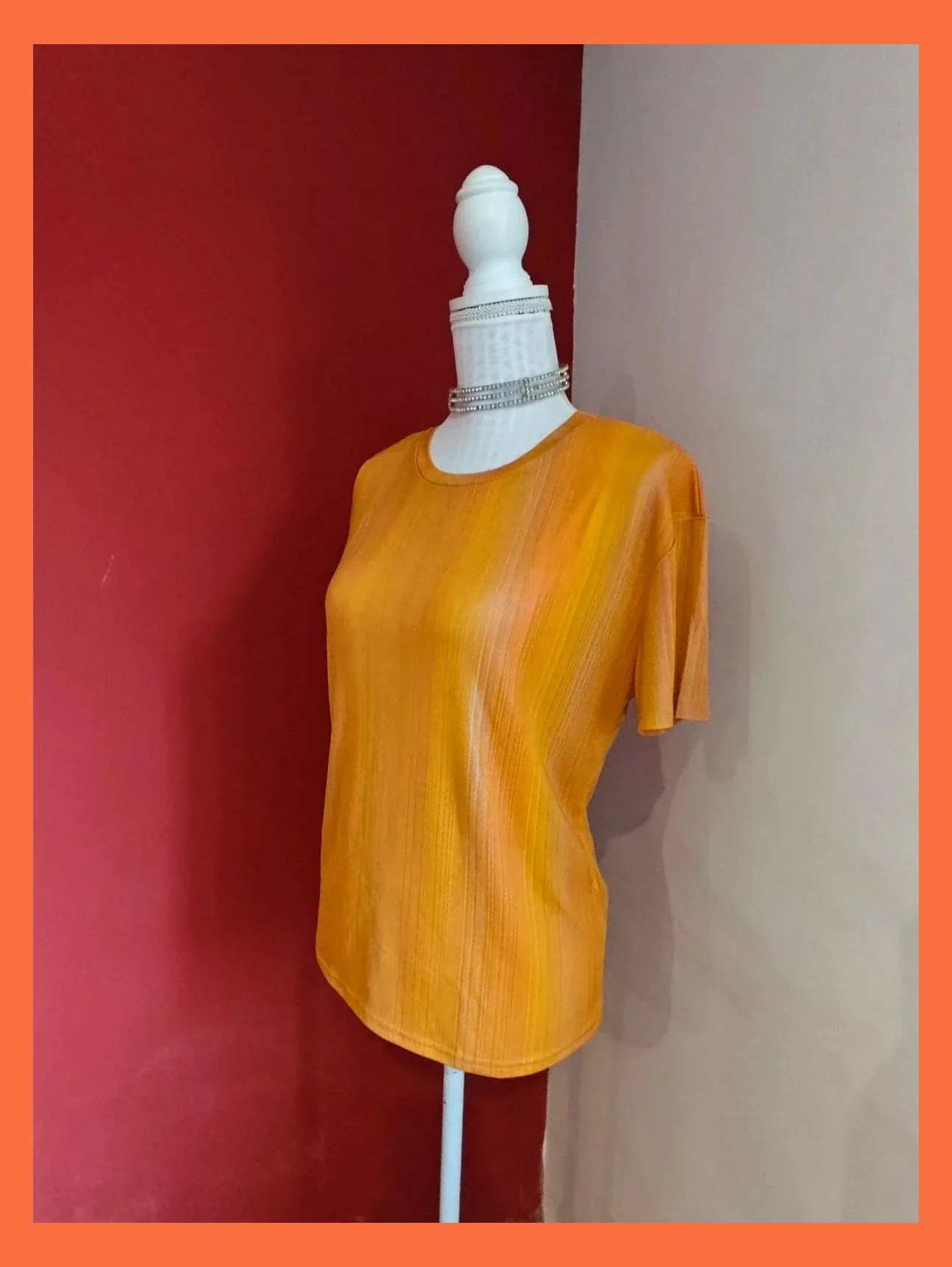 🌺 Camiseta tonos naranjas y amarillo con brillos – MANOSQUE – taille XL / 42 / 14 2
