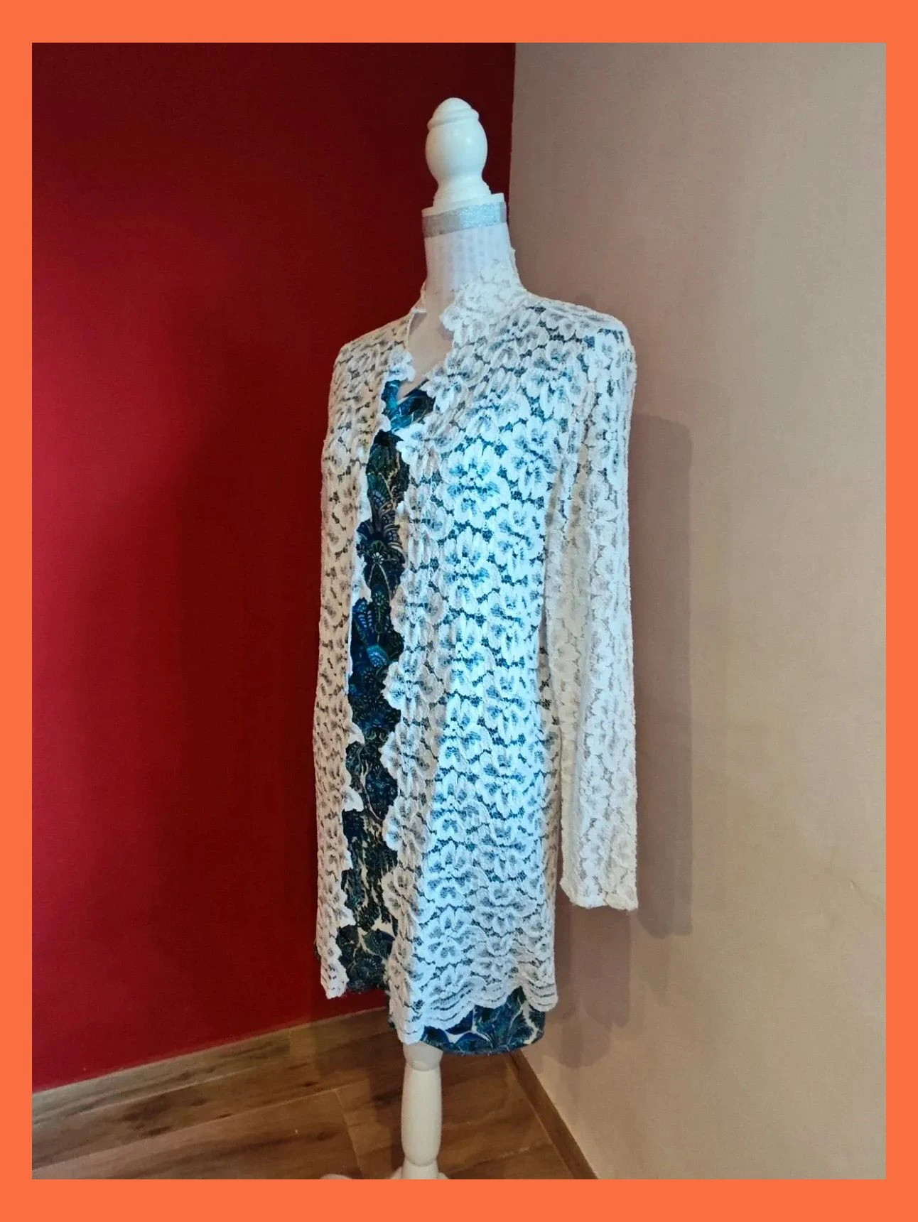 🌺 Elegante blazer larga de boutique, de blonda tono crema – Ropa Nova – taille XL / 42 / 14 2