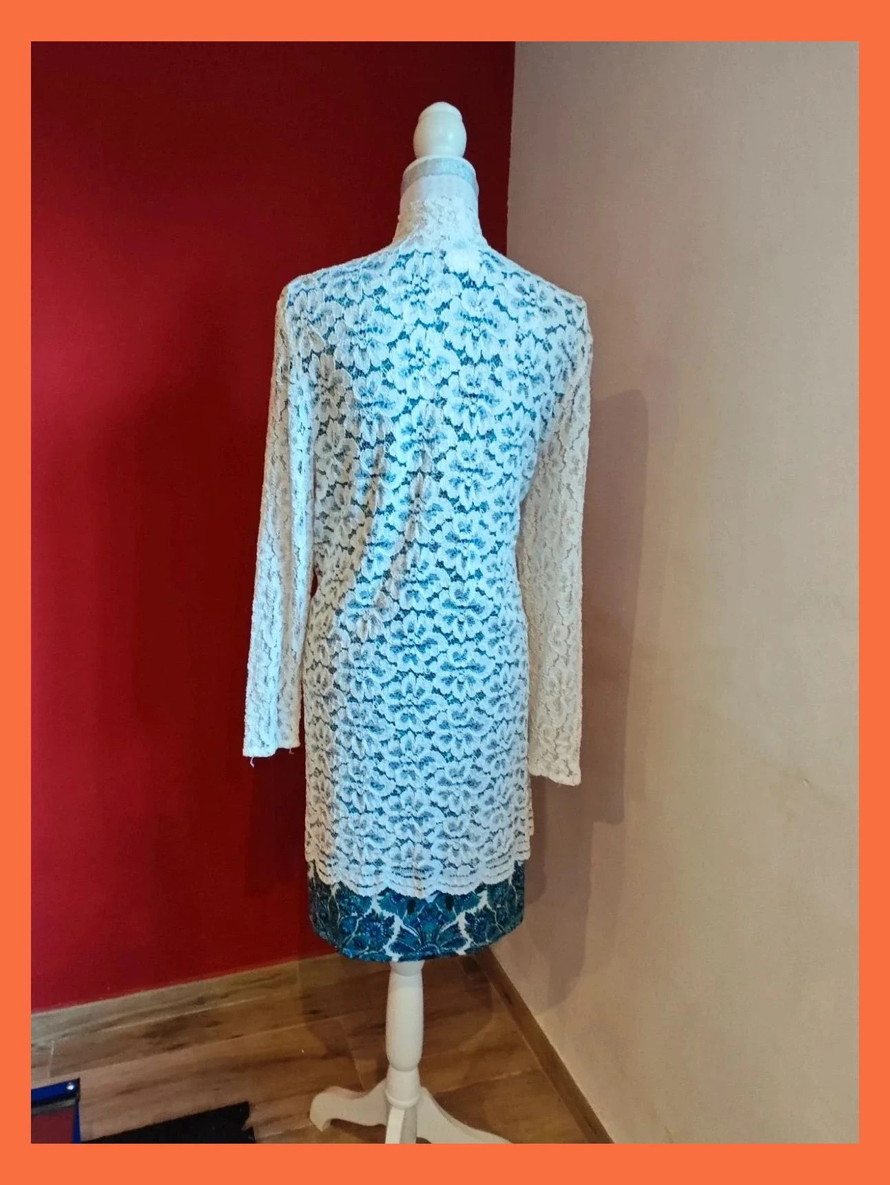 🌺 Elegante blazer larga de boutique, de blonda tono crema – Ropa Nova – taille XL / 42 / 14 4