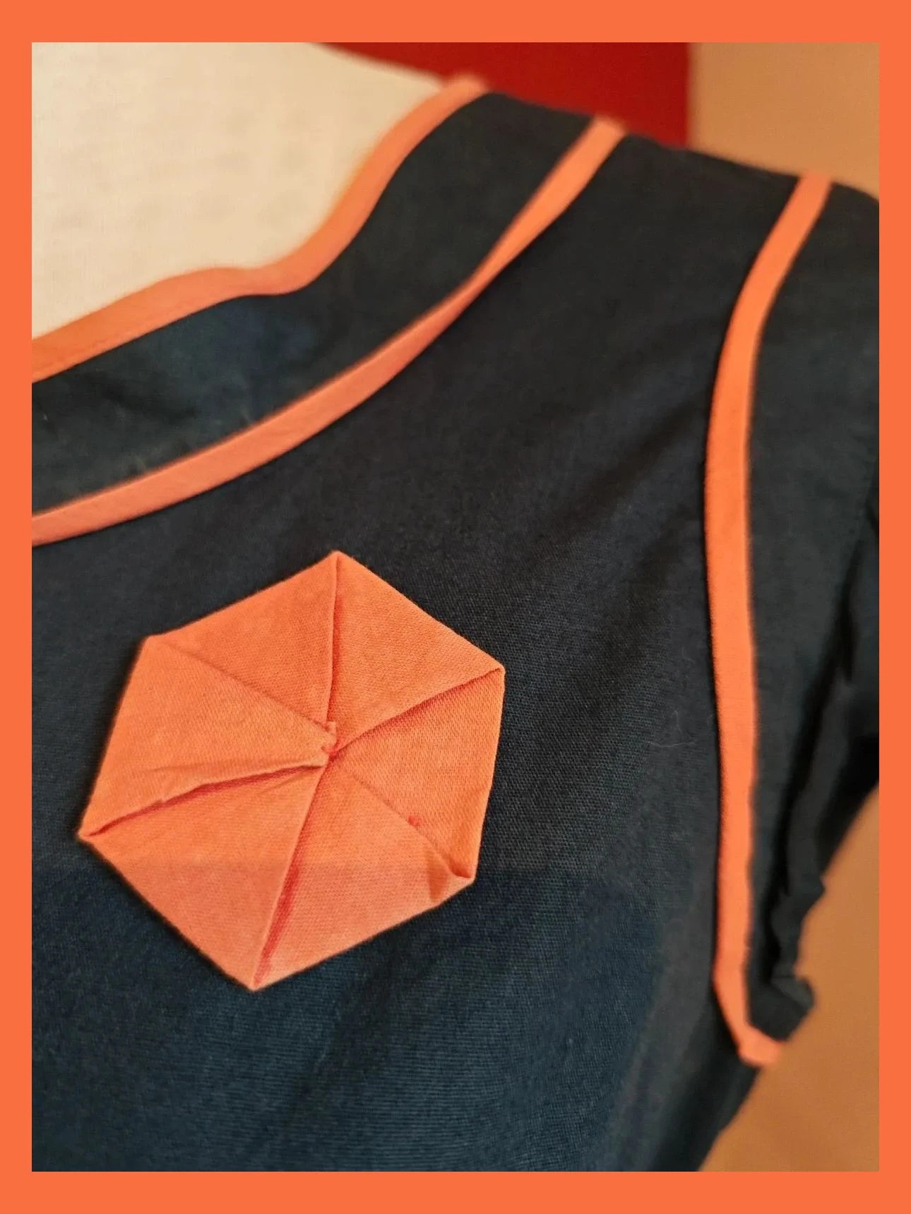 🌺 Original vestido de algodón azul marino con detalles en naranja, de Trucco – Trucco – taille M / 38 / 10 4