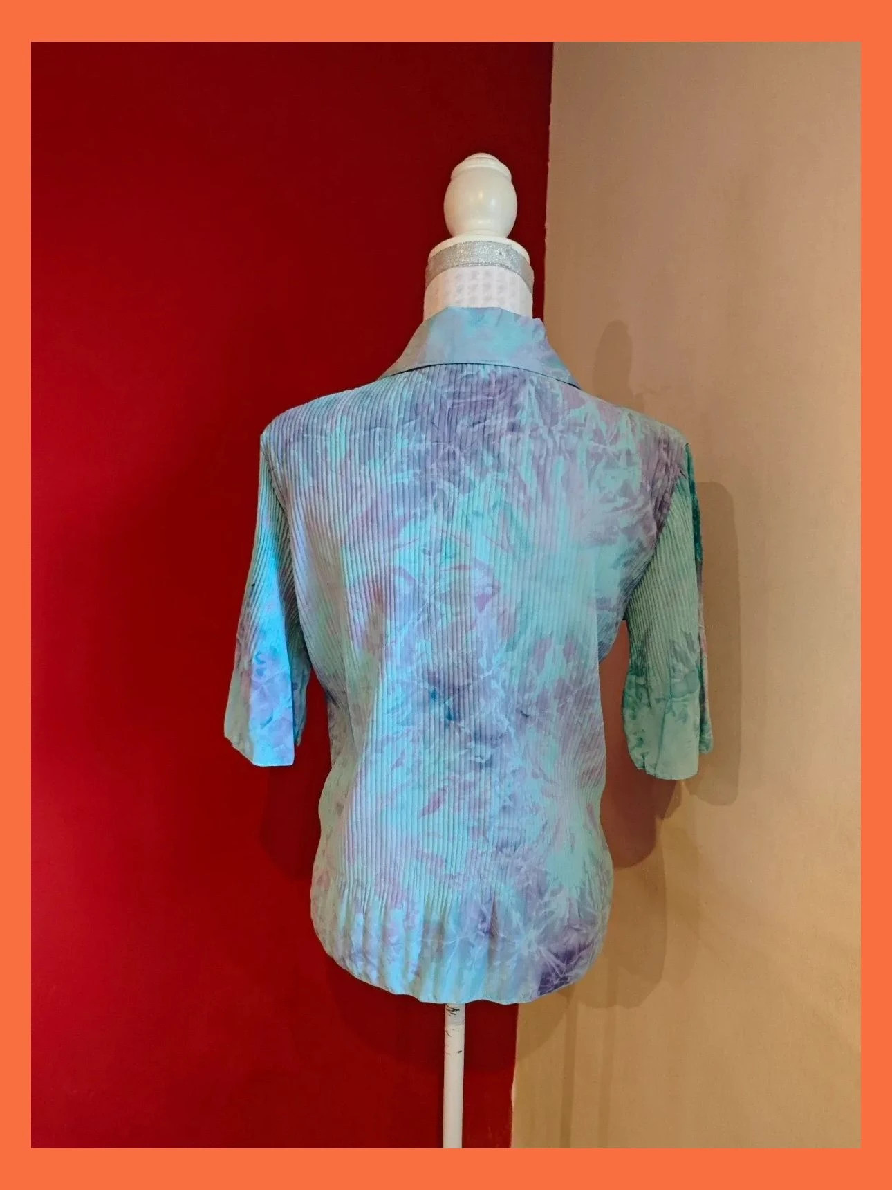 🌺Bonita camisa tela plisadita en tonos azules y lila, talla L – Boutique privée – taille L / 40 / 12 5
