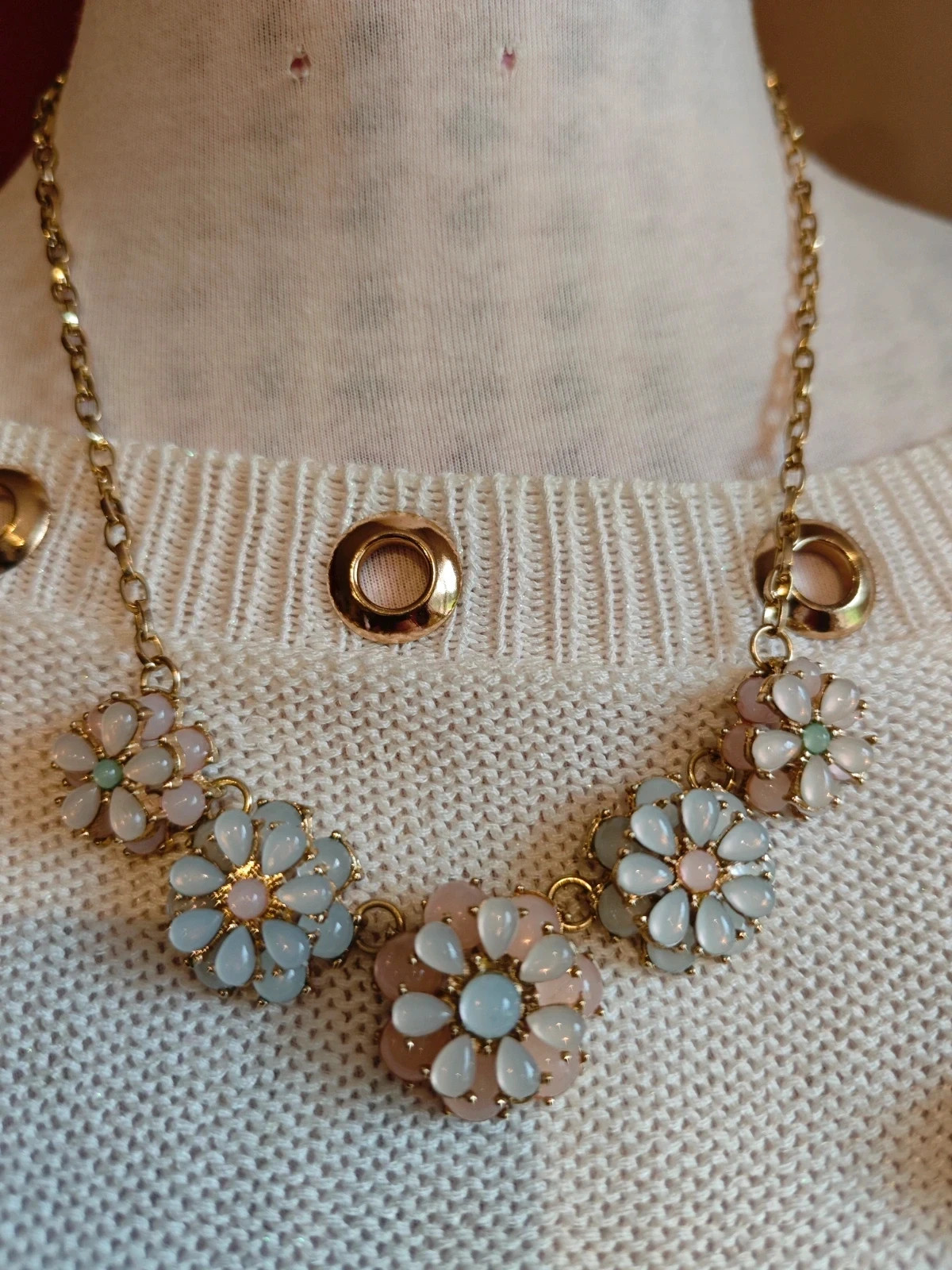 🌺 Conjunto de gargantilla, pulsera y pendientes con abalorios rosa y azul – Bijou Brigitte 2