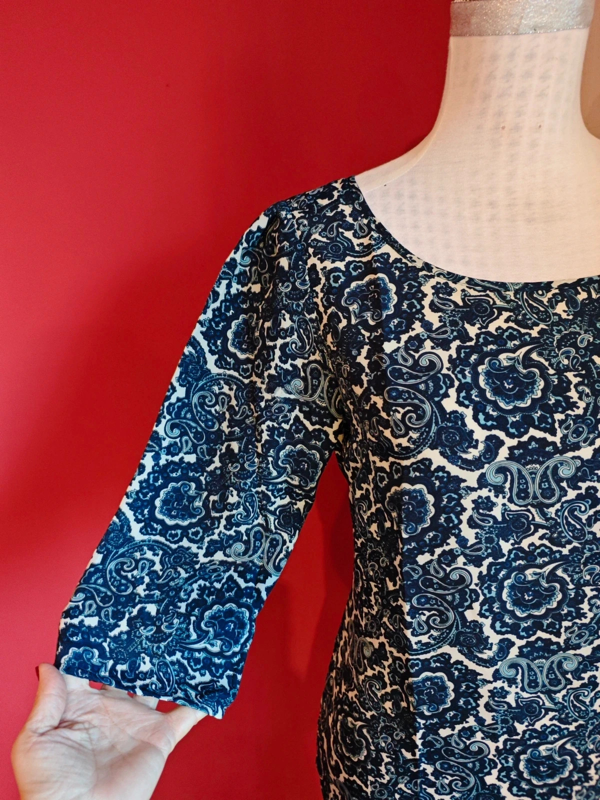 🌺Blusa estampado tonos azules y blancos, de Sfera, talla L – Sfera Casual – taille L / 40 / 12 3