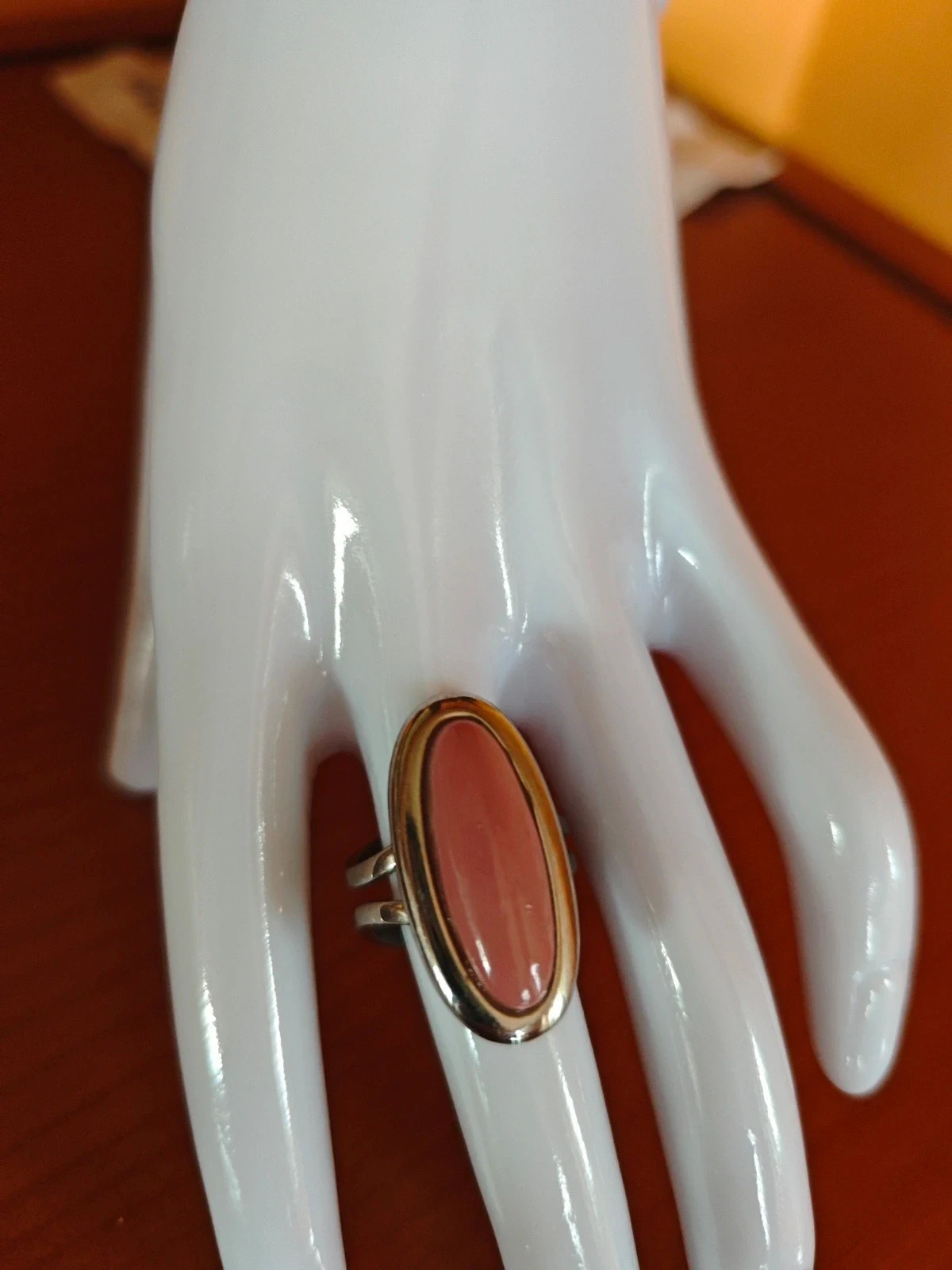 🌺 Anillo ajustable metal plateado con pieza ovalada rosa – Vintage Chic – taille 19 mm 2