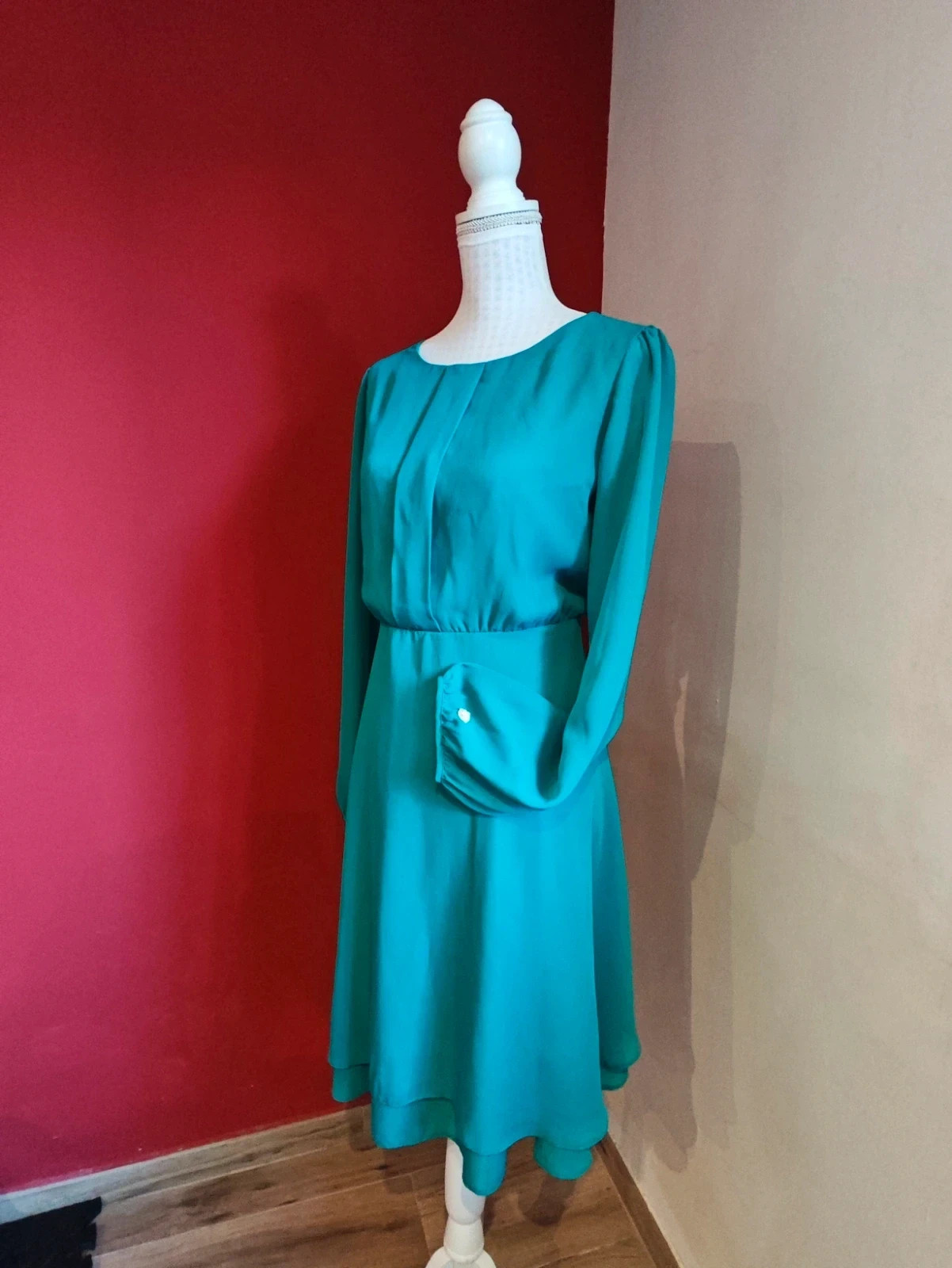 🌺 Precioso vestido de gasa verde aguamarina con doble falda, de Asos – ASOS – taille 5XL / 50 / 22 3