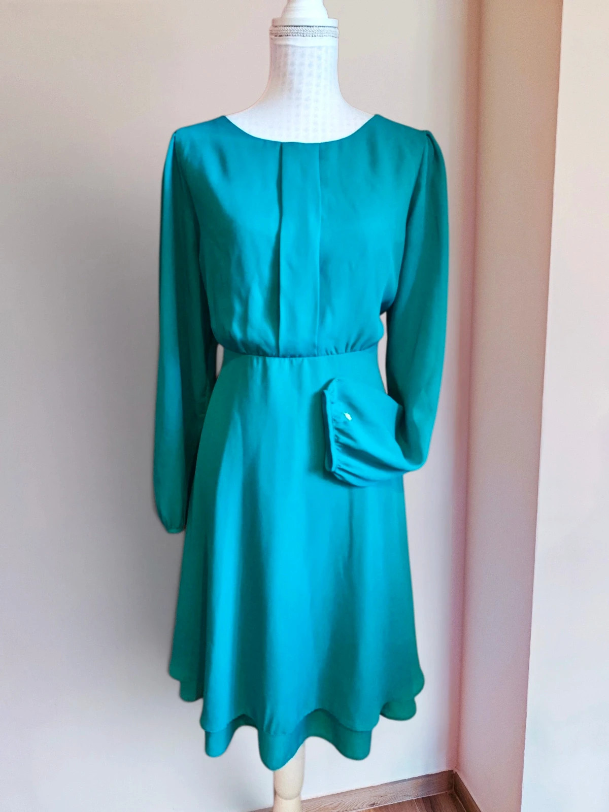 🌺 Precioso vestido de gasa verde aguamarina con doble falda, de Asos