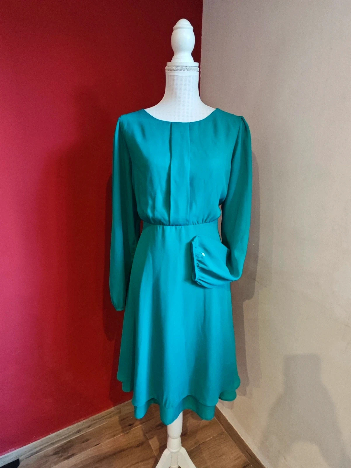 🌺 Precioso vestido de gasa verde aguamarina con doble falda, de Asos – ASOS – taille 5XL / 50 / 22 2